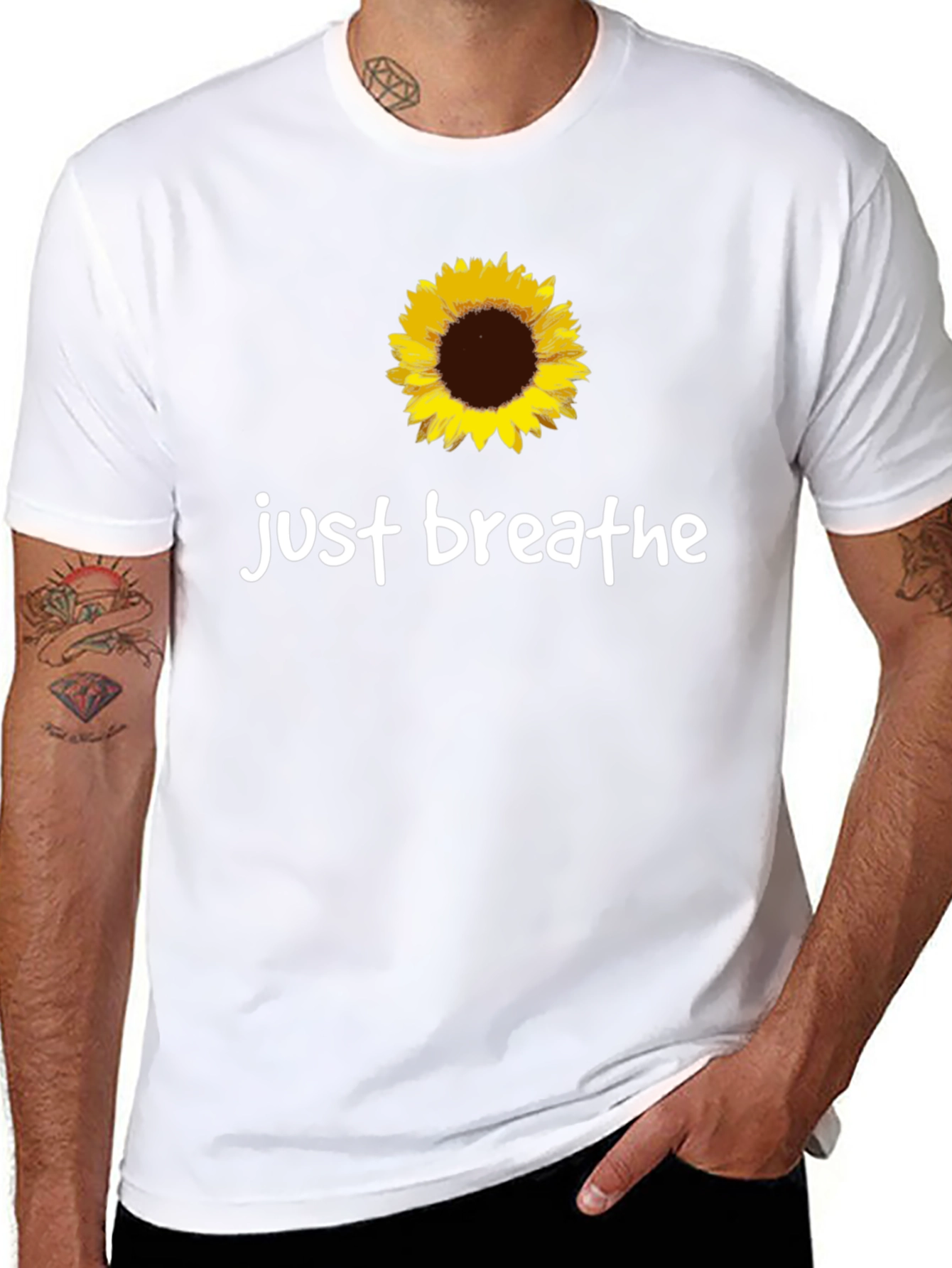 Just Breathe Sunflower Graphic Tee - Black