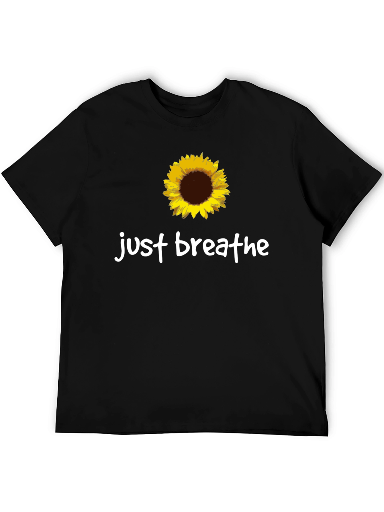 Just Breathe Sunflower Graphic Tee - Black