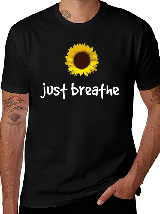 Just Breathe Sunflower Graphic Tee - Black