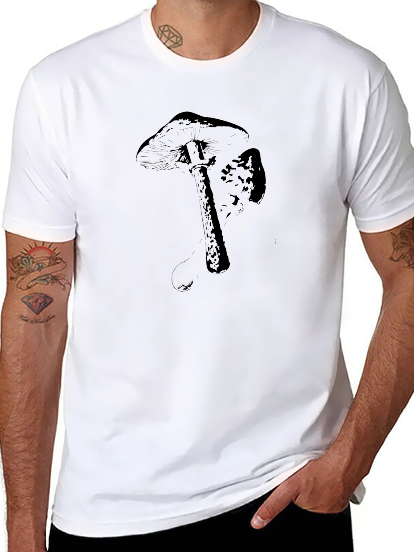 Black Mushroom Graphic Tee - Unisex Casual T-Shirt