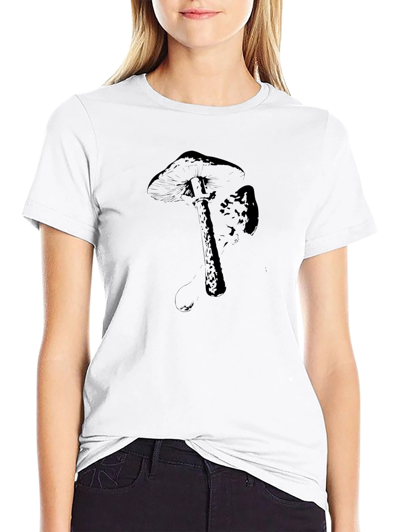 Black Mushroom Graphic Tee - Unisex Casual T-Shirt