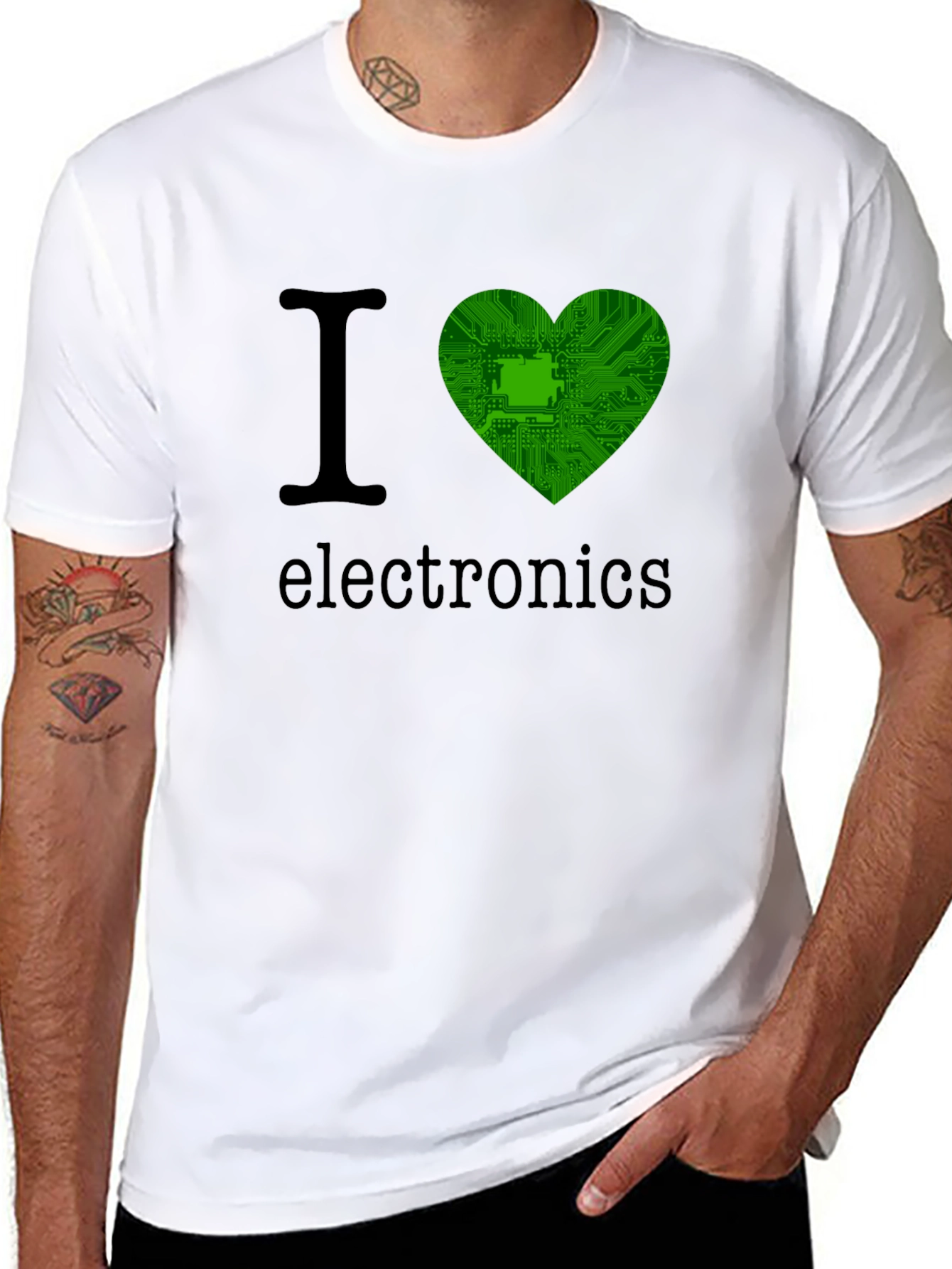 I Heart Electronics T-Shirt - Green Circuit Board Heart