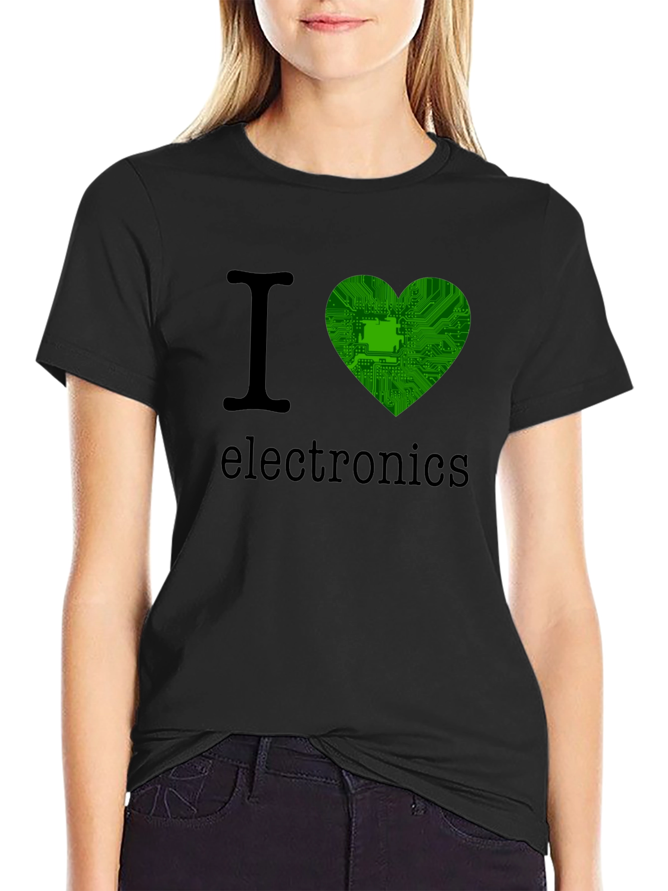 I Heart Electronics T-Shirt - Green Circuit Board Heart