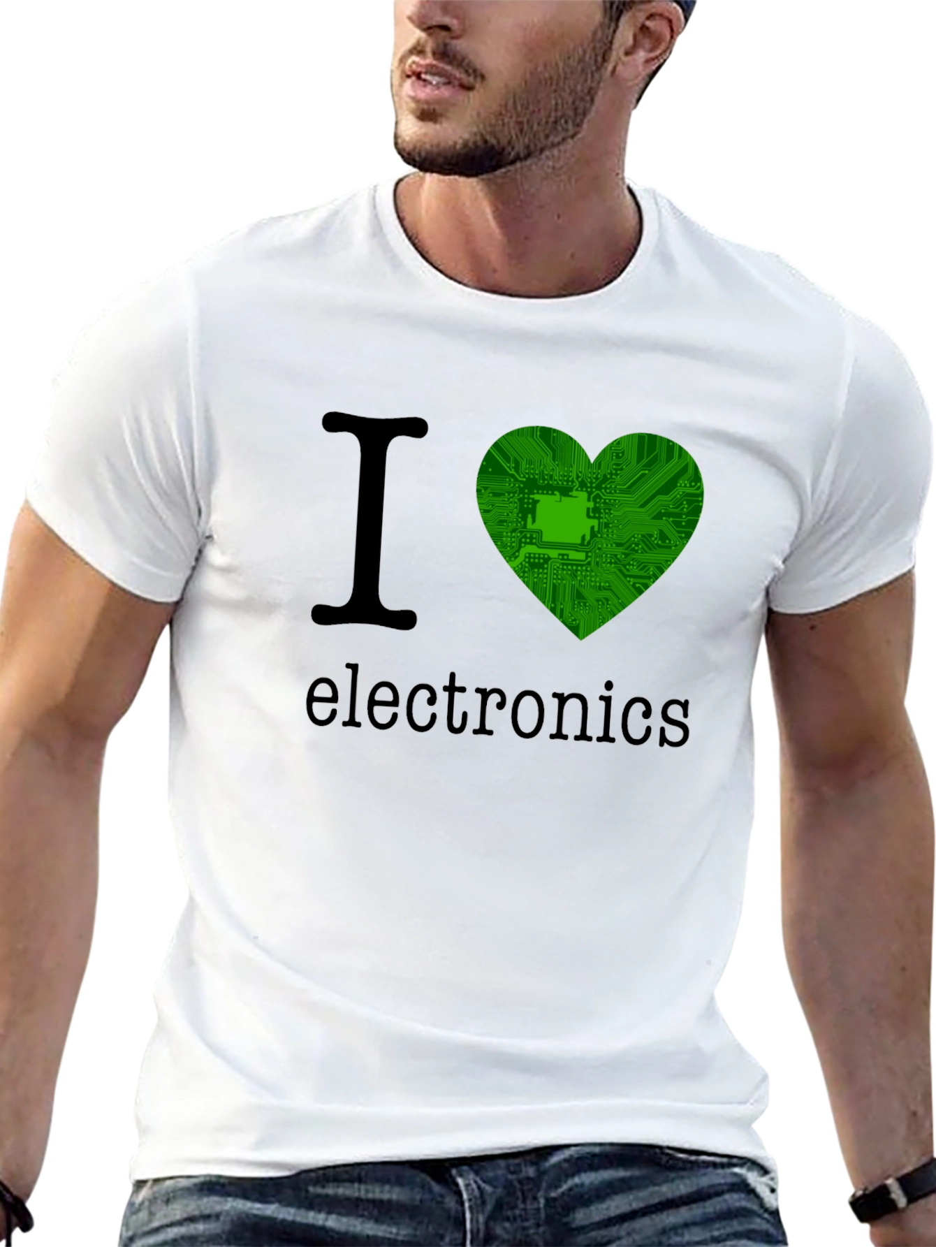 I Heart Electronics T-Shirt - Green Circuit Board Heart