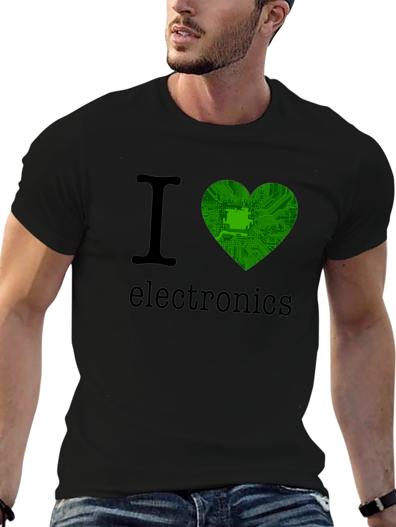 I Heart Electronics T-Shirt - Green Circuit Board Heart