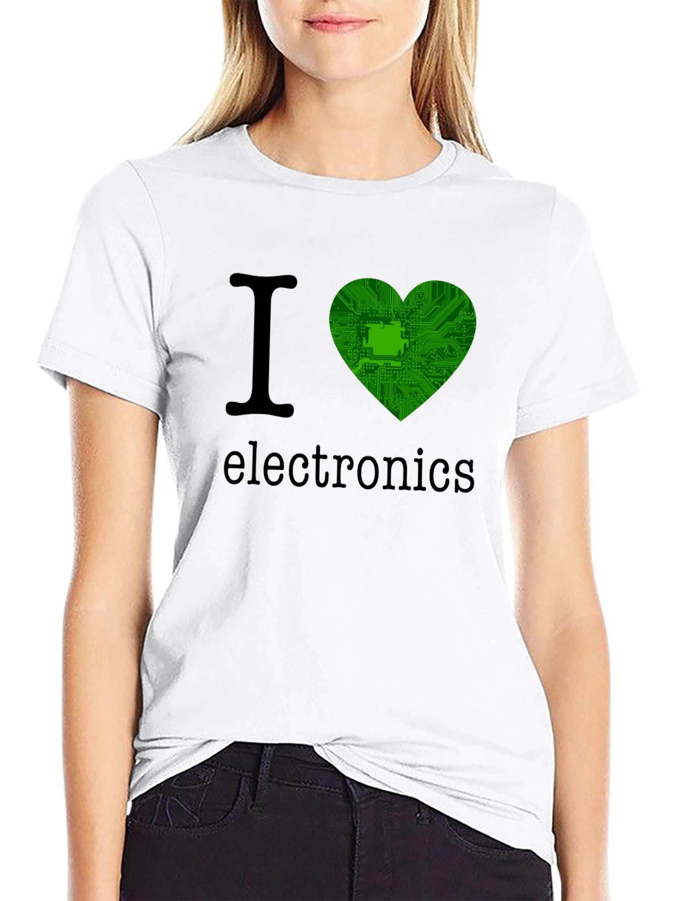 I Heart Electronics T-Shirt - Green Circuit Board Heart