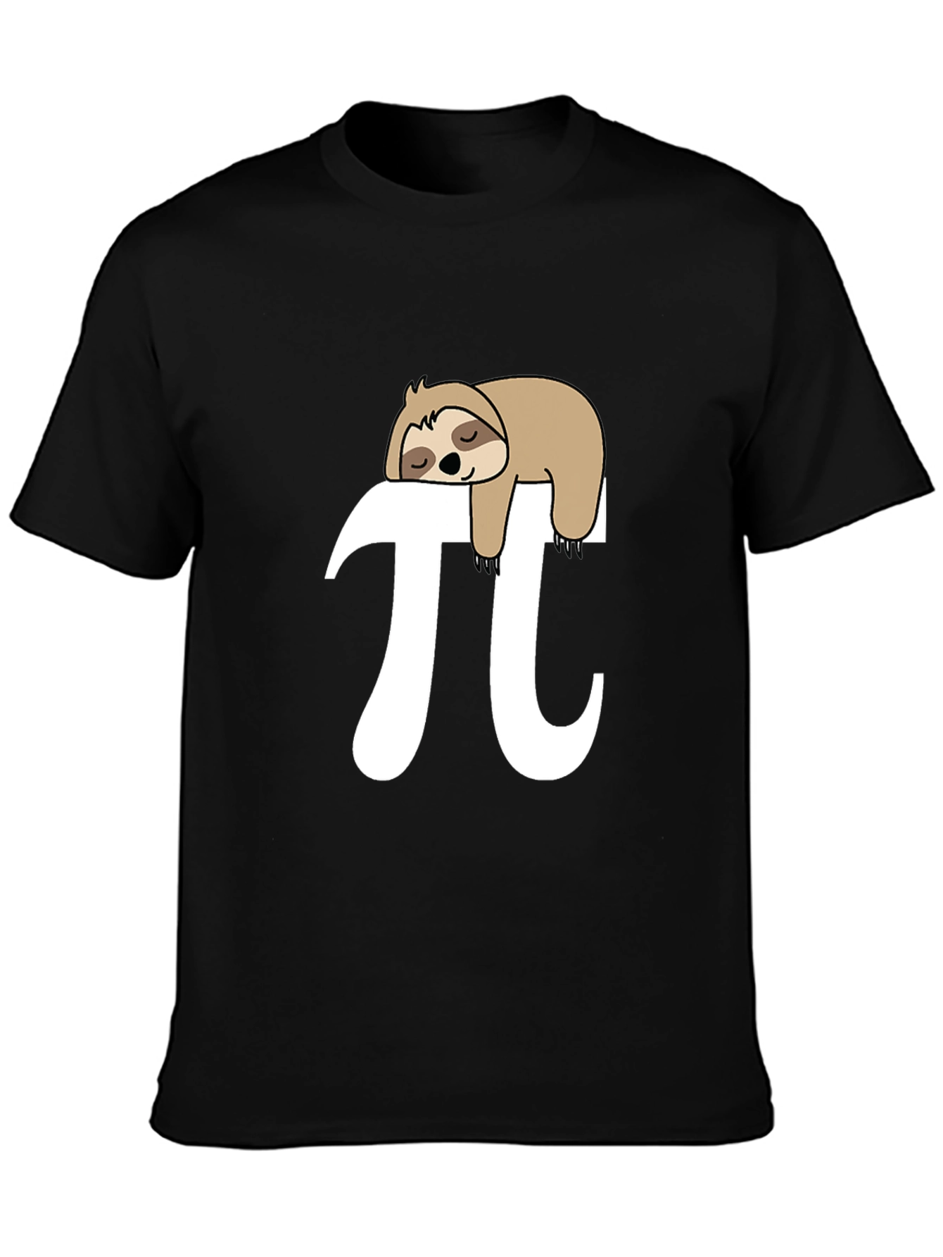 Sloth Nap Pi Funny T-Shirt - Black