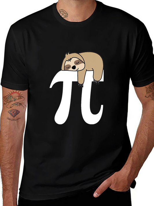 Sloth Nap Pi Funny T-Shirt - Black