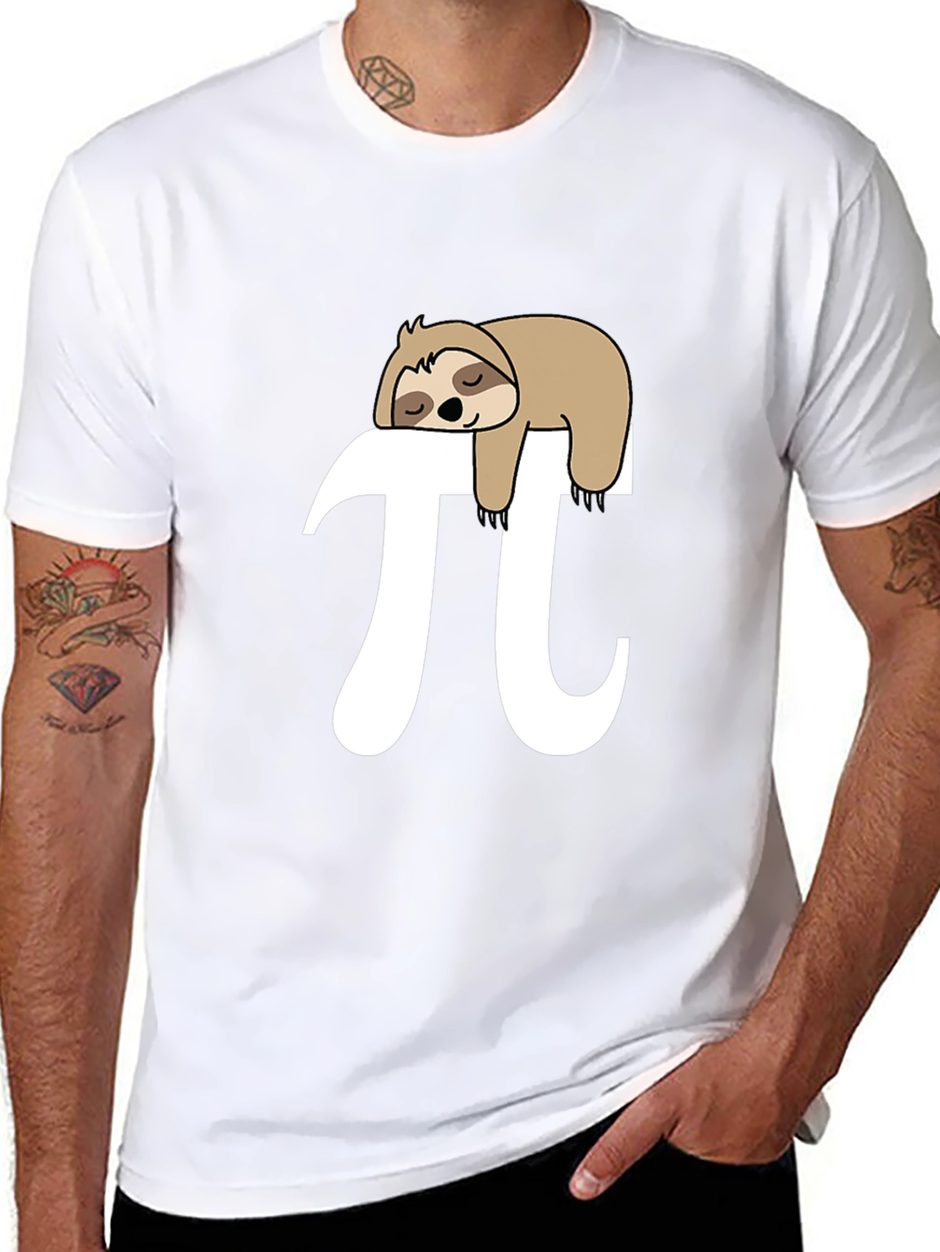 Sloth Nap Pi Funny T-Shirt - Black