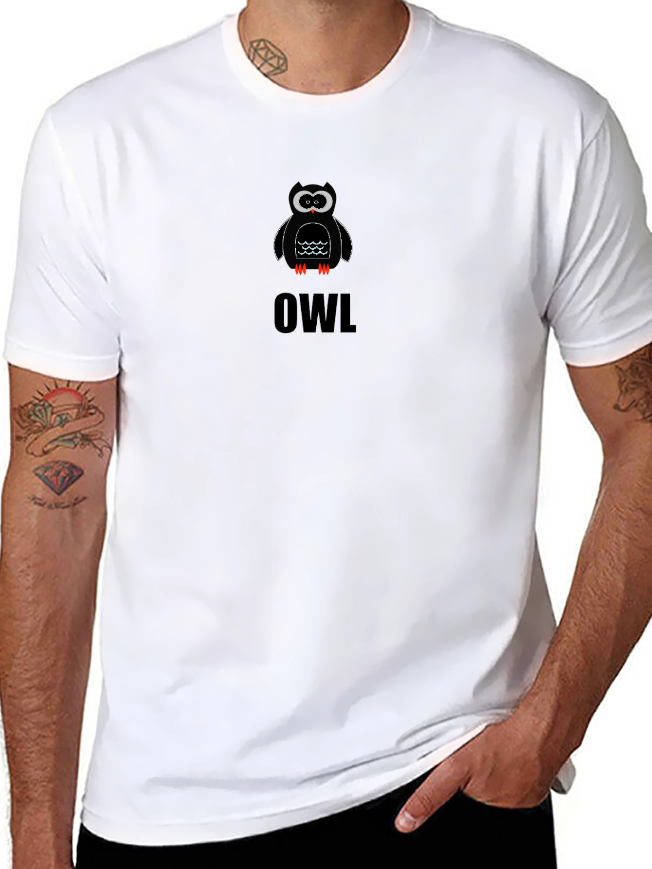 Owl Graphic Tee - Mens Black Cotton T-Shirt