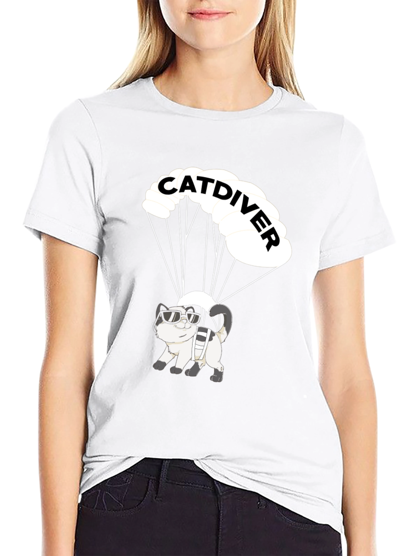 Catdiver T-Shirt - Funny Skydiving Cat Tee