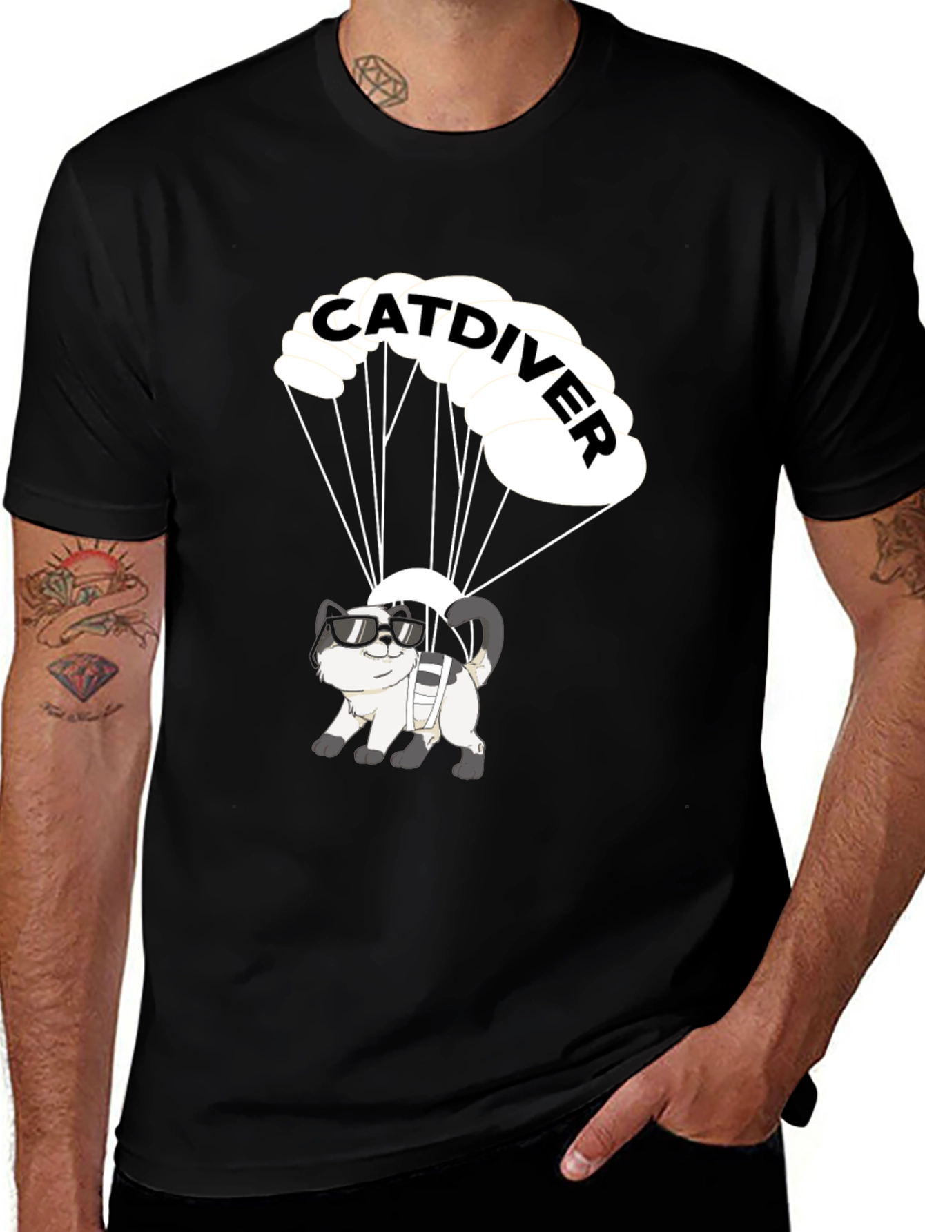 Catdiver T-Shirt - Funny Skydiving Cat Tee
