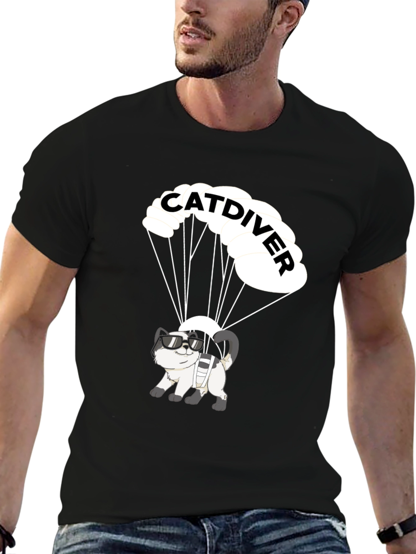 Catdiver T-Shirt - Funny Skydiving Cat Tee