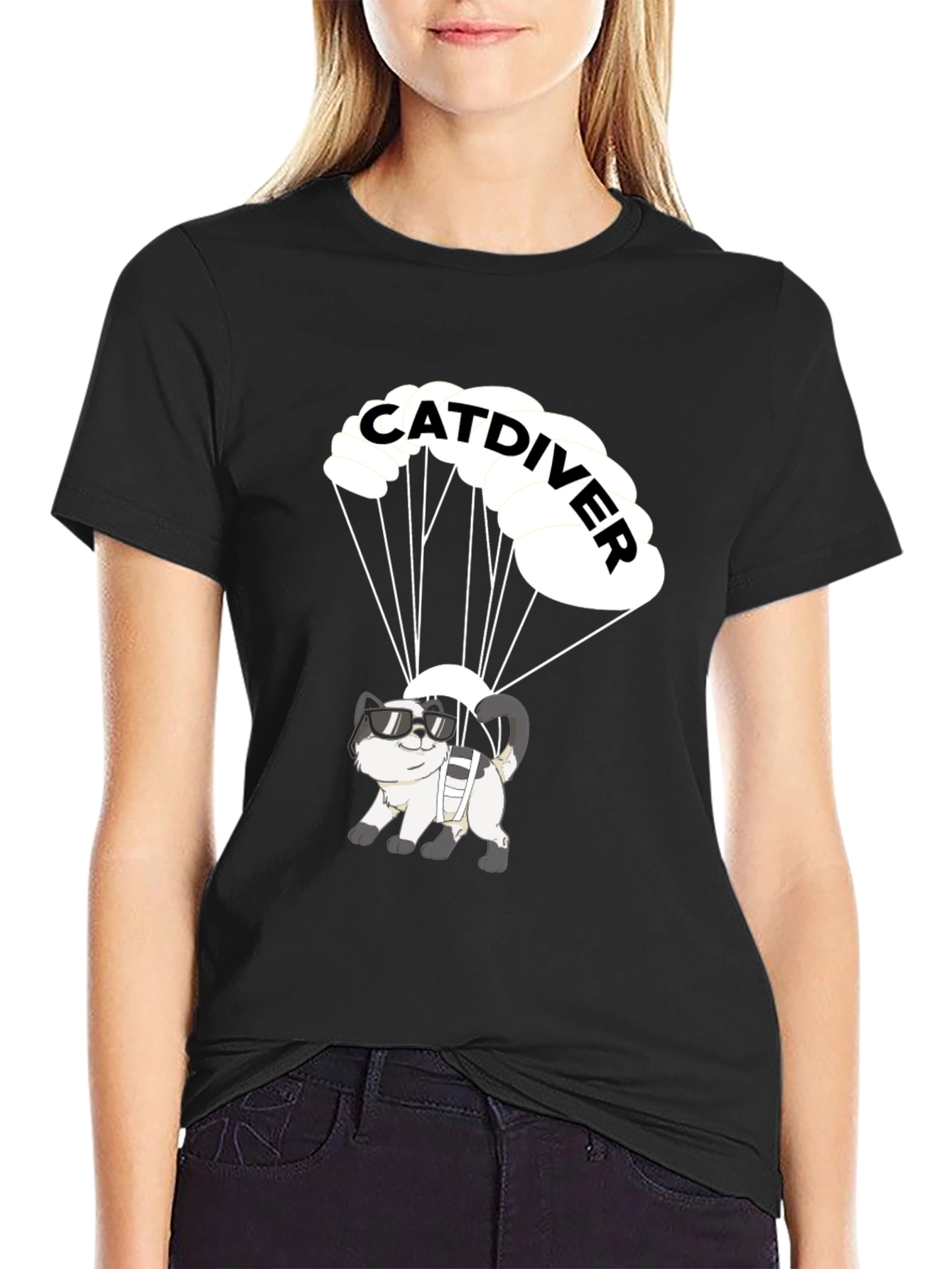 Catdiver T-Shirt - Funny Skydiving Cat Tee