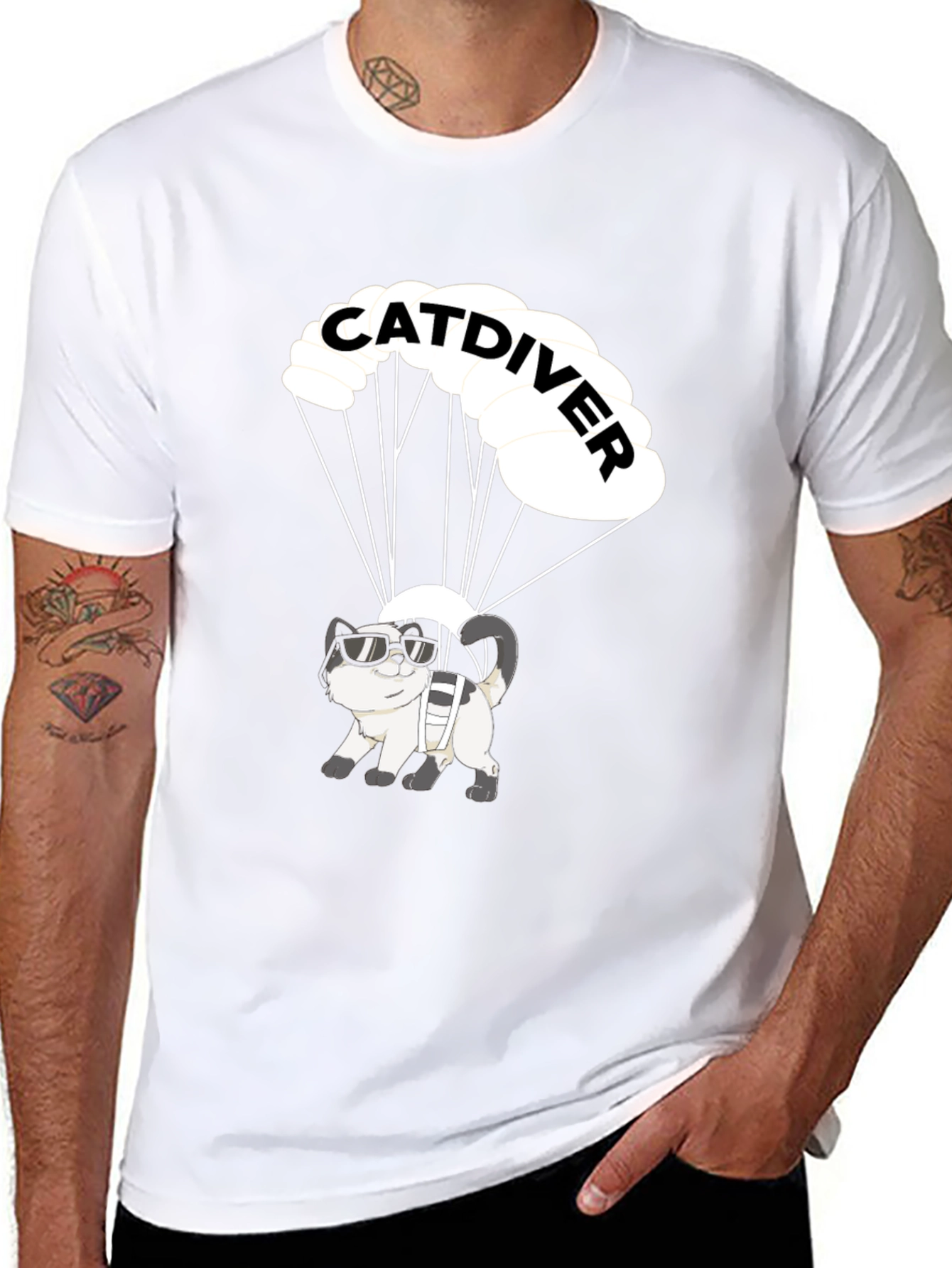 Catdiver T-Shirt - Funny Skydiving Cat Tee