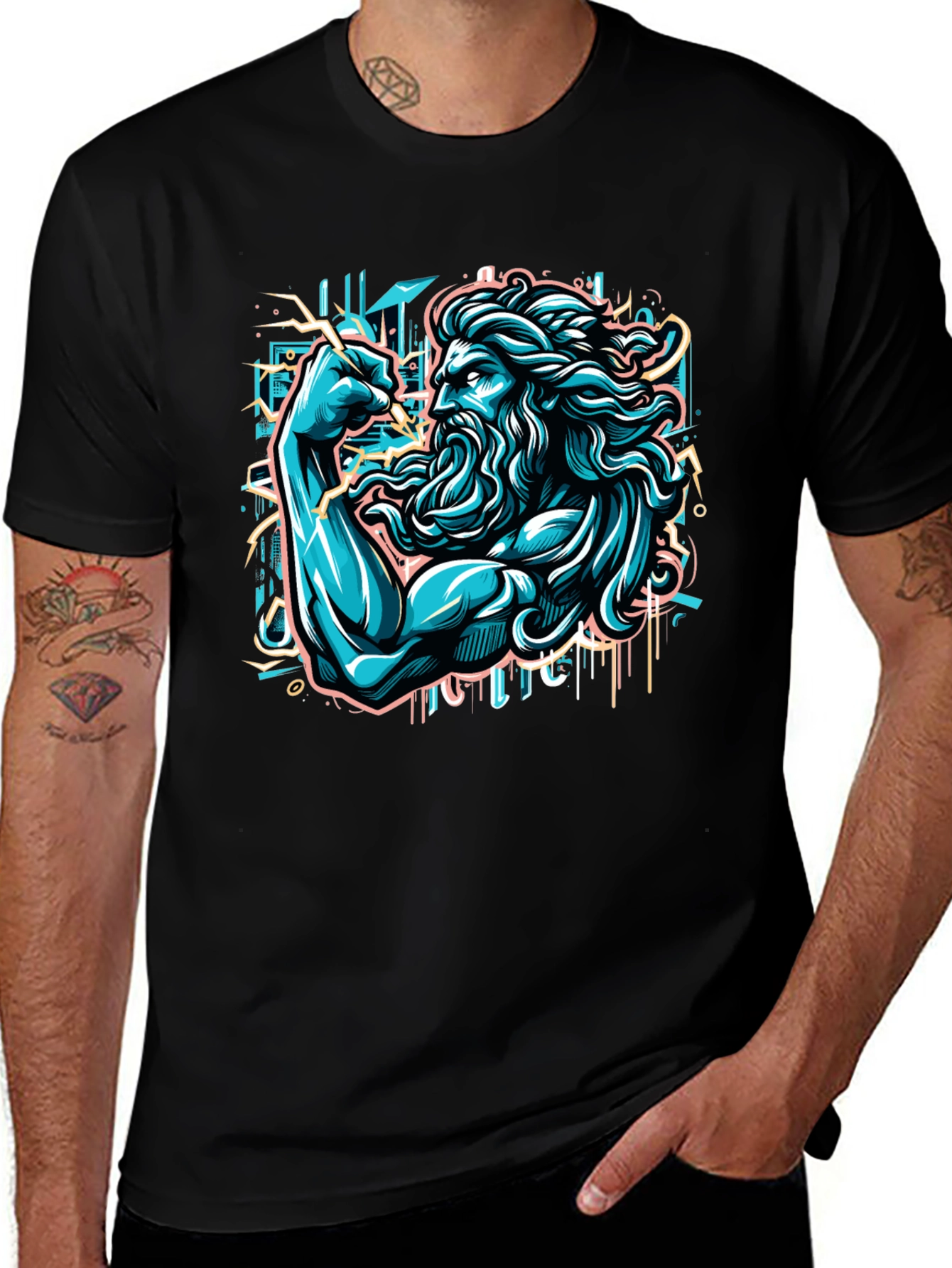 Poseidon Graphic T-Shirt - Mens Black Tee