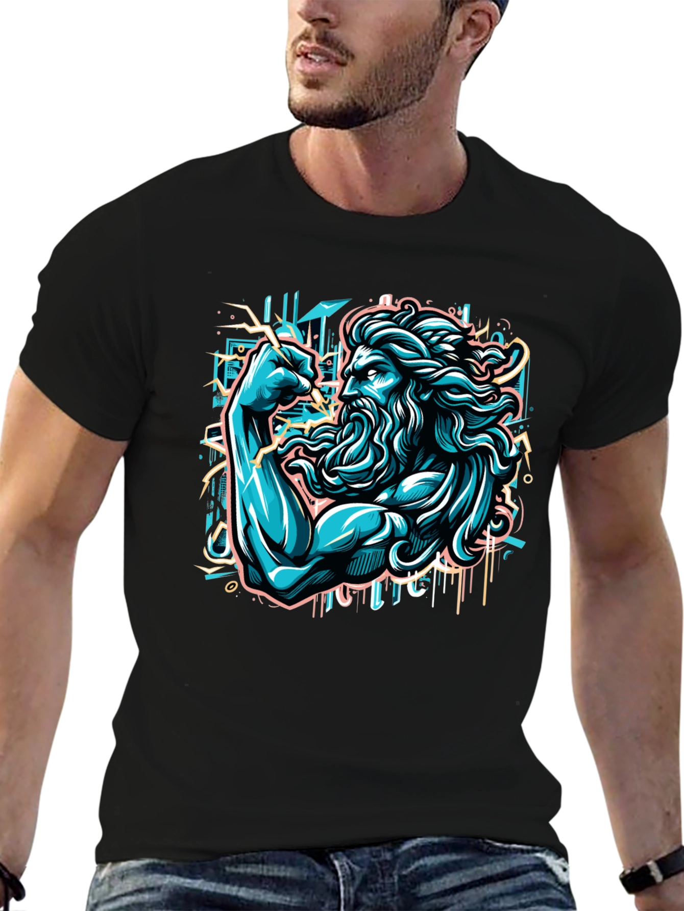 Poseidon Graphic T-Shirt - Mens Black Tee