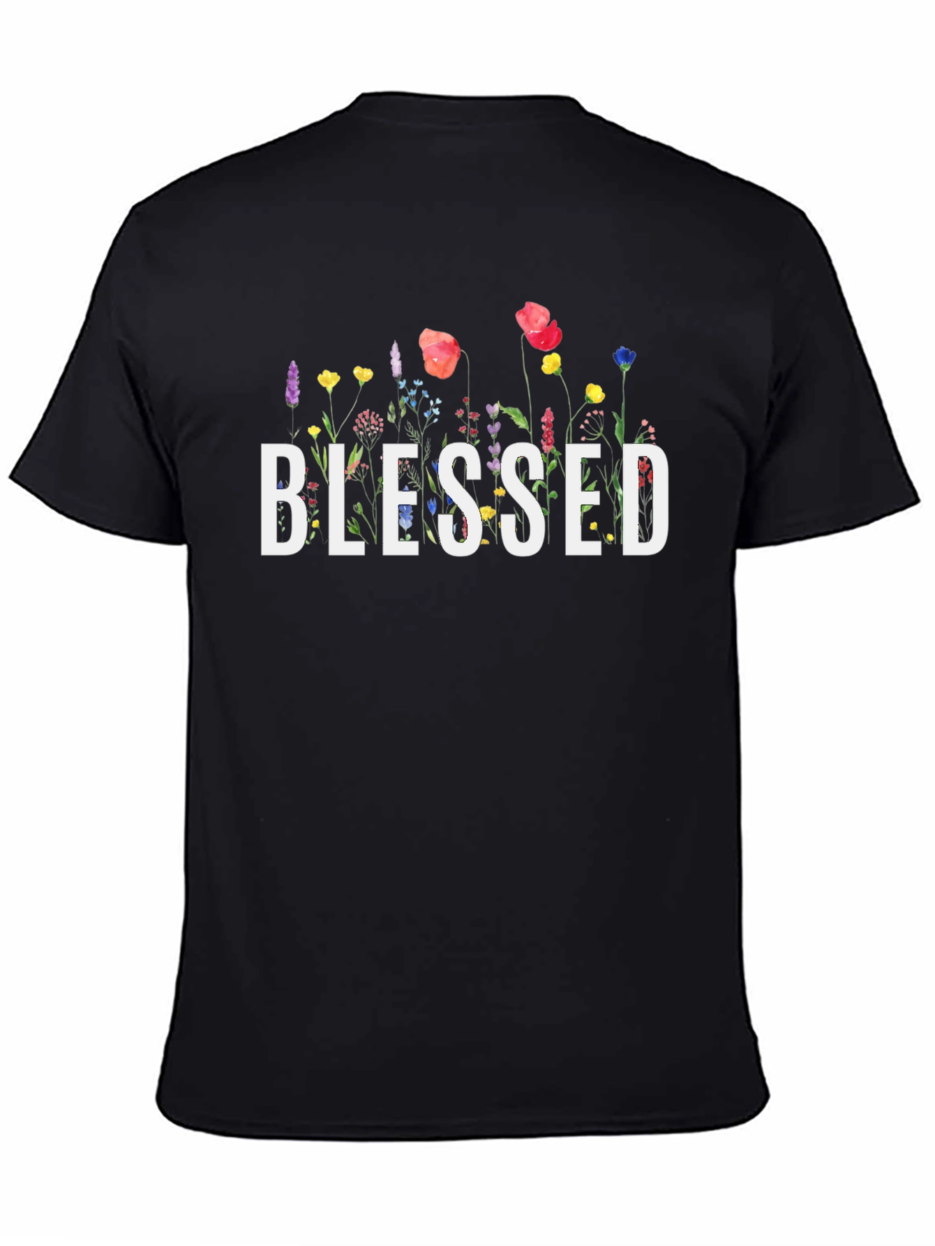 Blessed Floral Graphic Tee - Soft Black T-Shirt