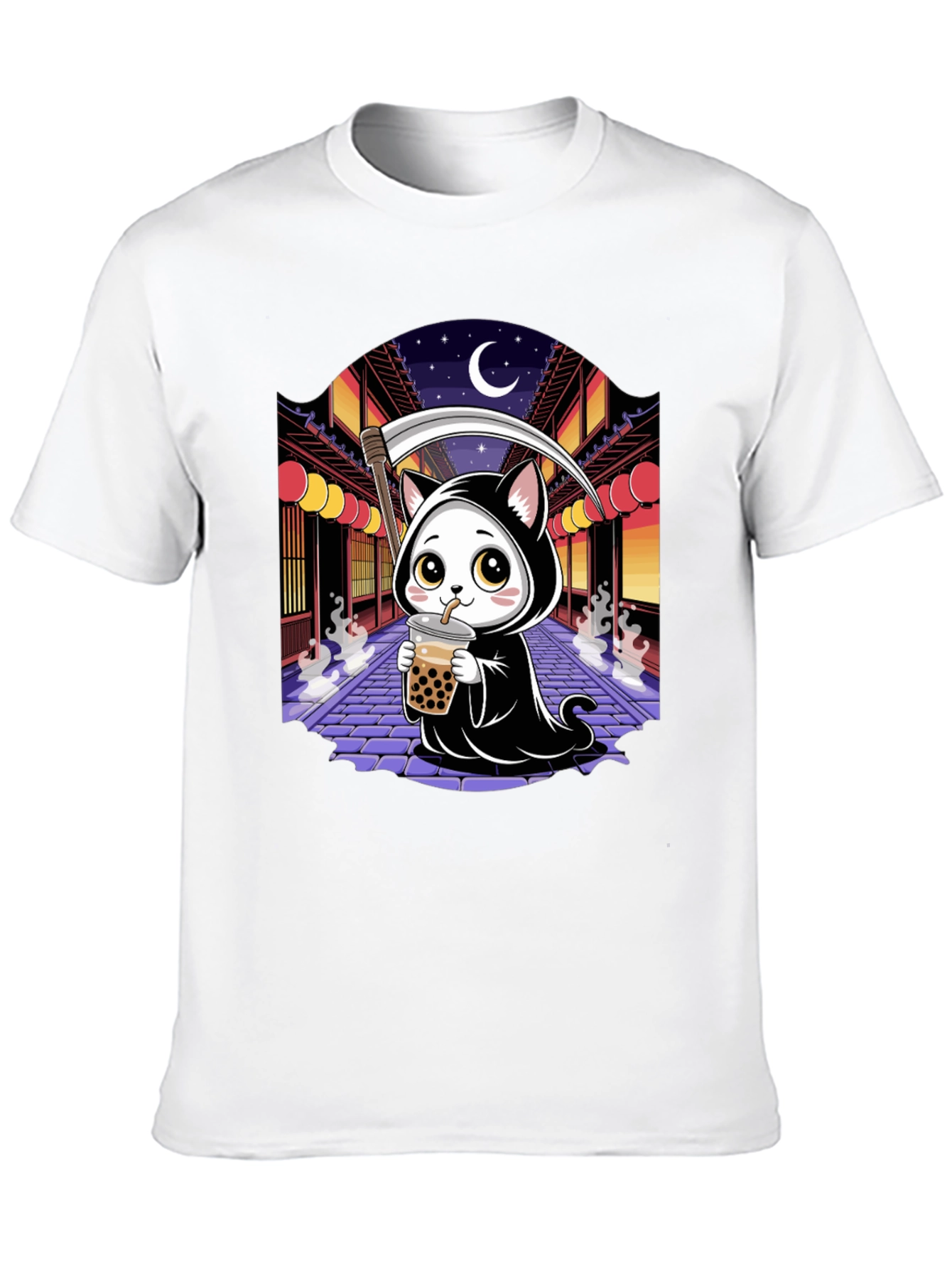 Kawaii Grim Reaper Cat T-Shirt