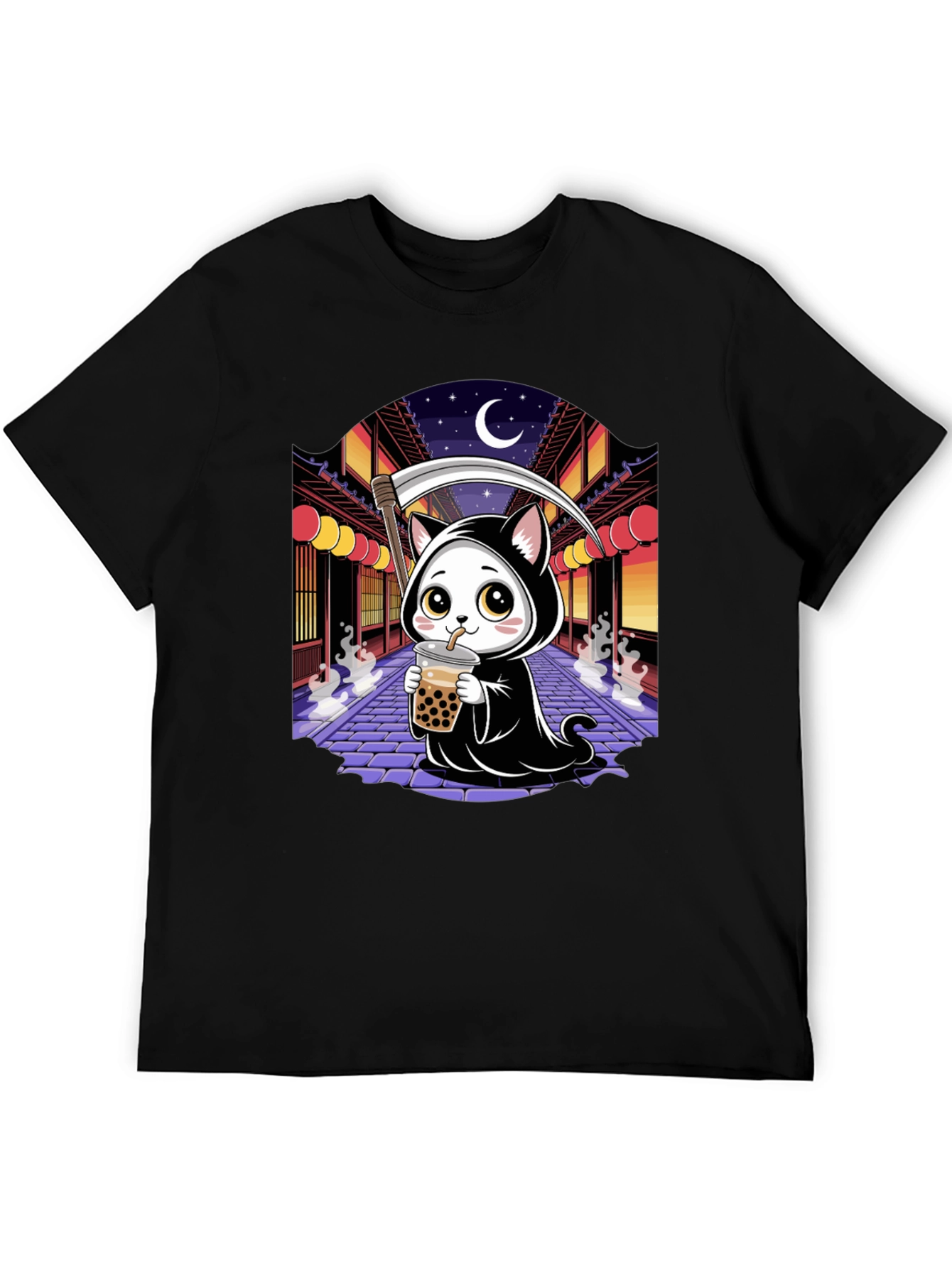Kawaii Grim Reaper Cat T-Shirt