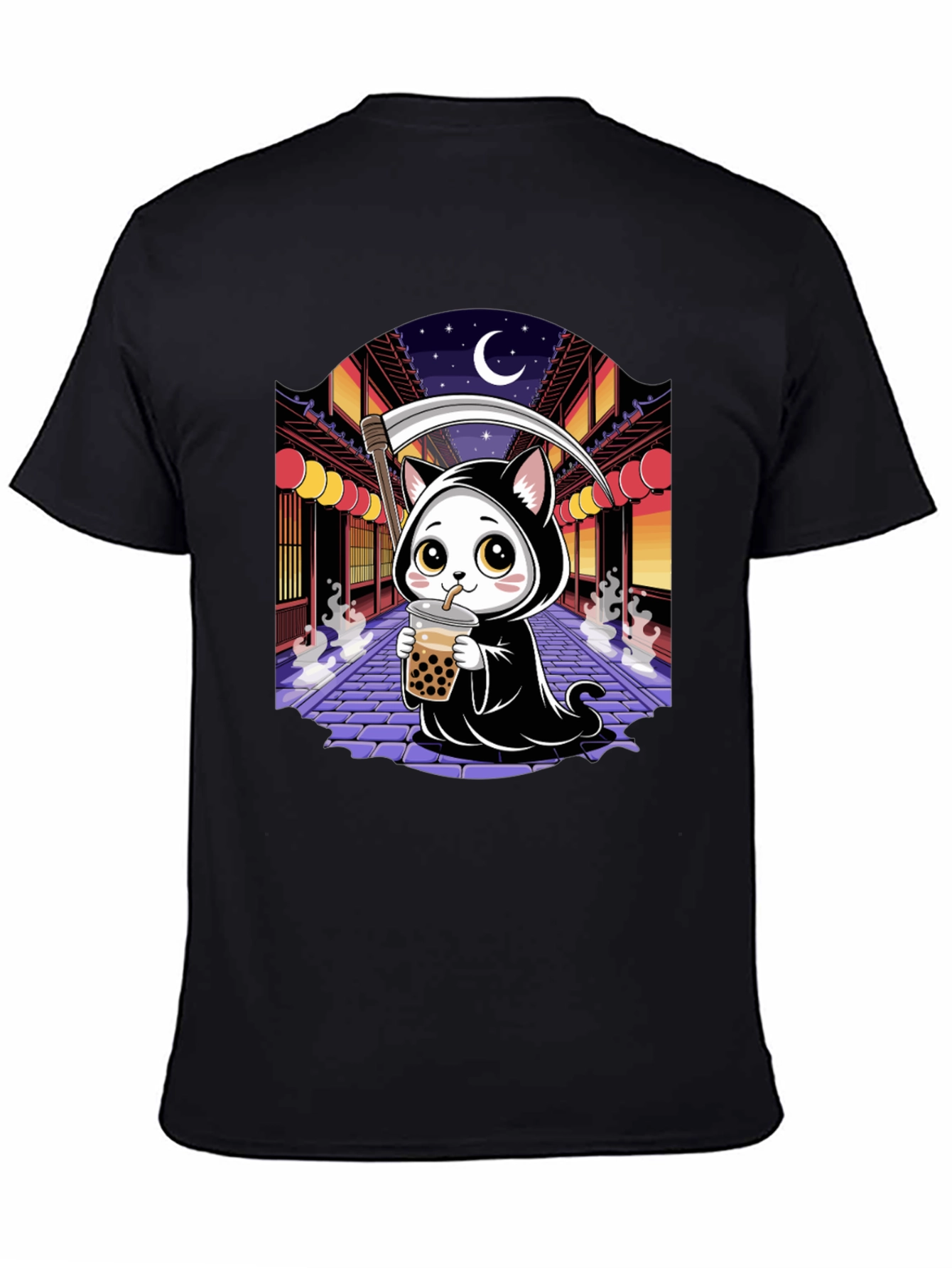 Kawaii Grim Reaper Cat T-Shirt