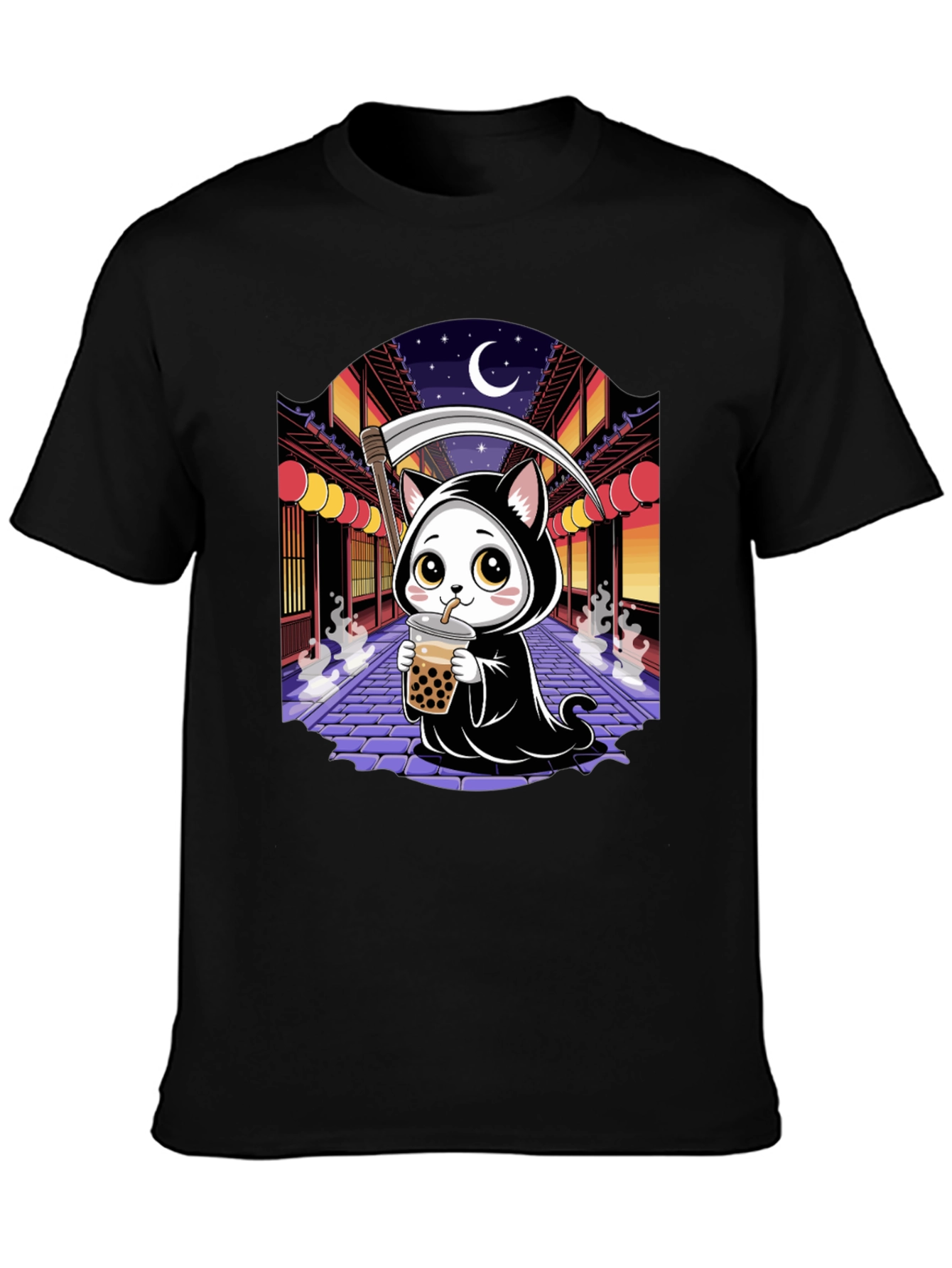 Kawaii Grim Reaper Cat T-Shirt
