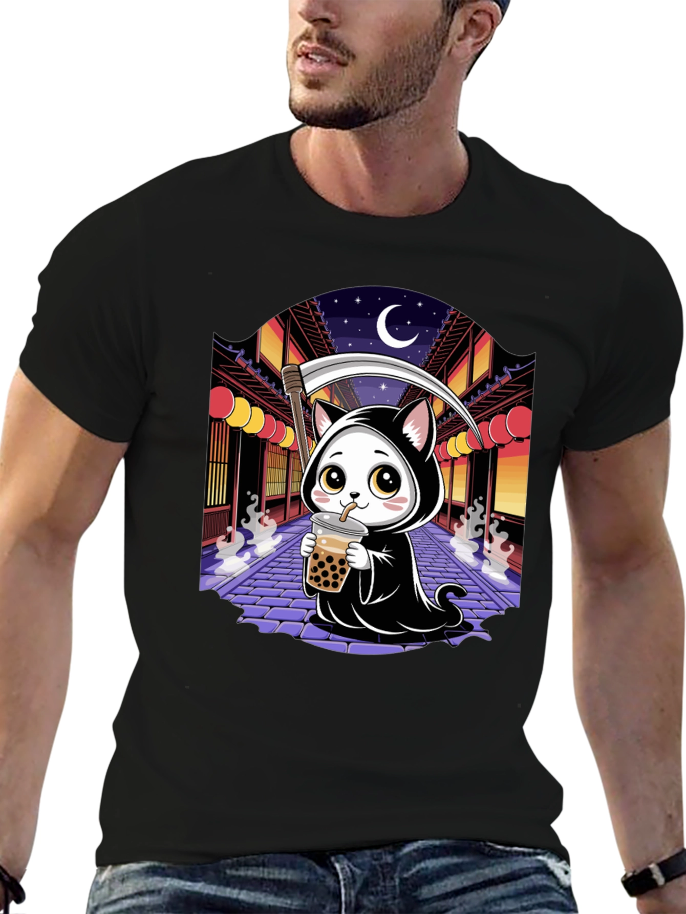 Kawaii Grim Reaper Cat T-Shirt