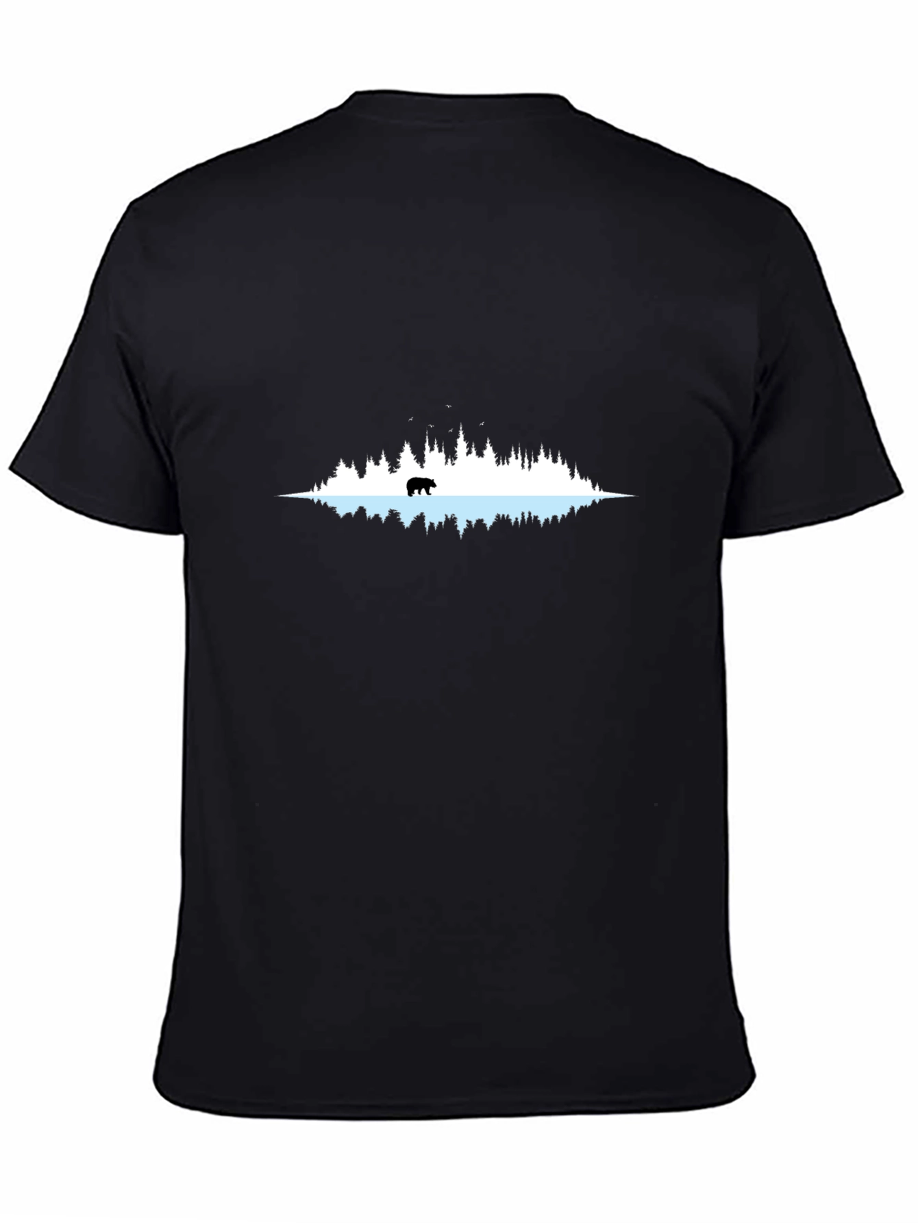 Nature Bear Graphic Tee - Black Crew Neck