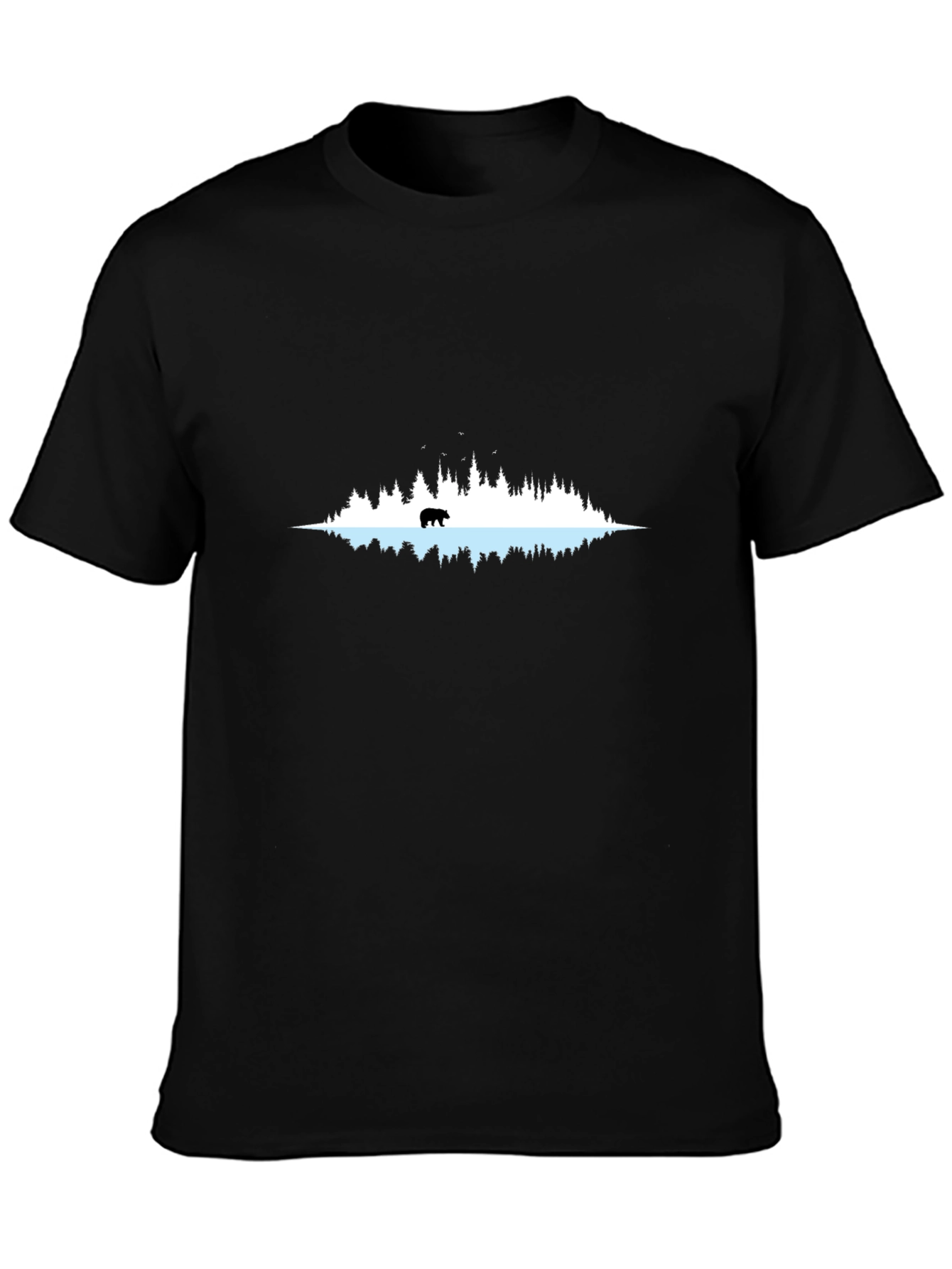 Nature Bear Graphic Tee - Black Crew Neck