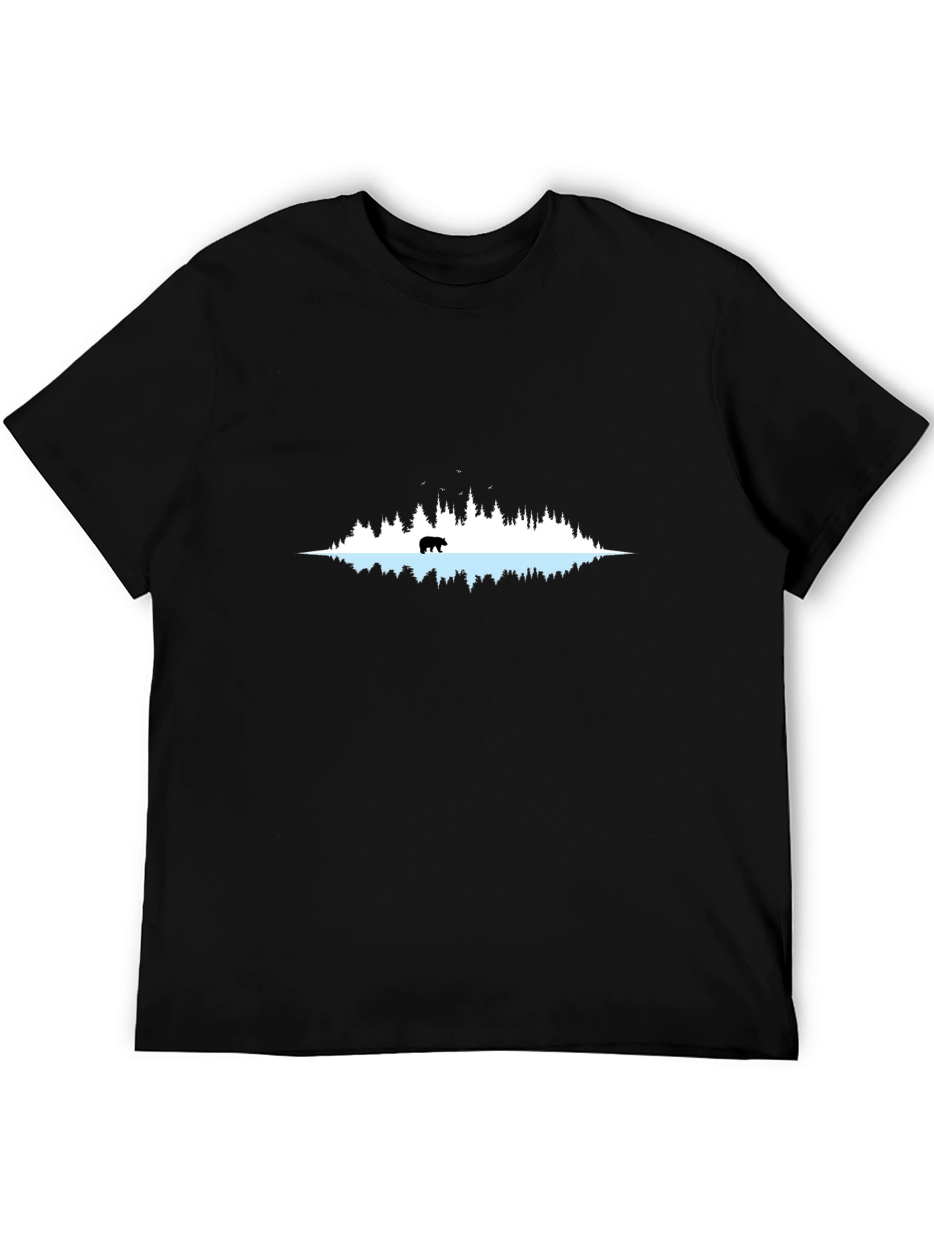 Nature Bear Graphic Tee - Black Crew Neck