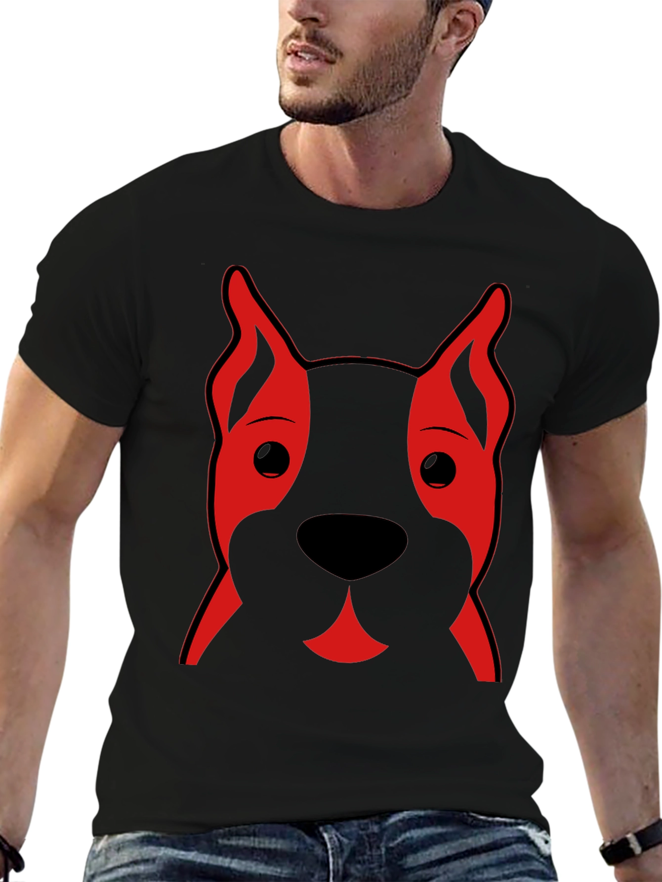 Dog Face Graphic Tee - Black