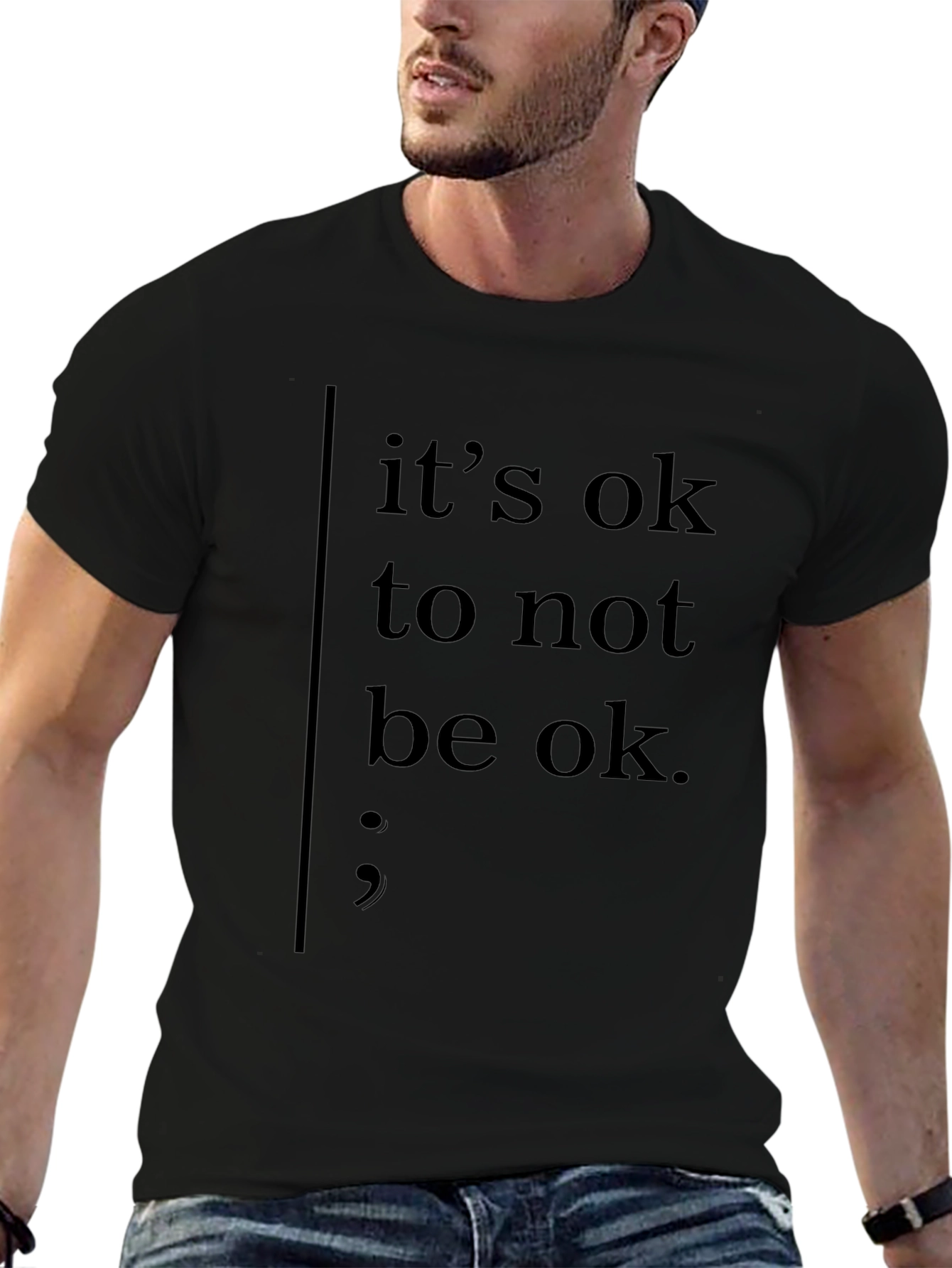 Its Ok To Not Be Ok Black Tee Shirt