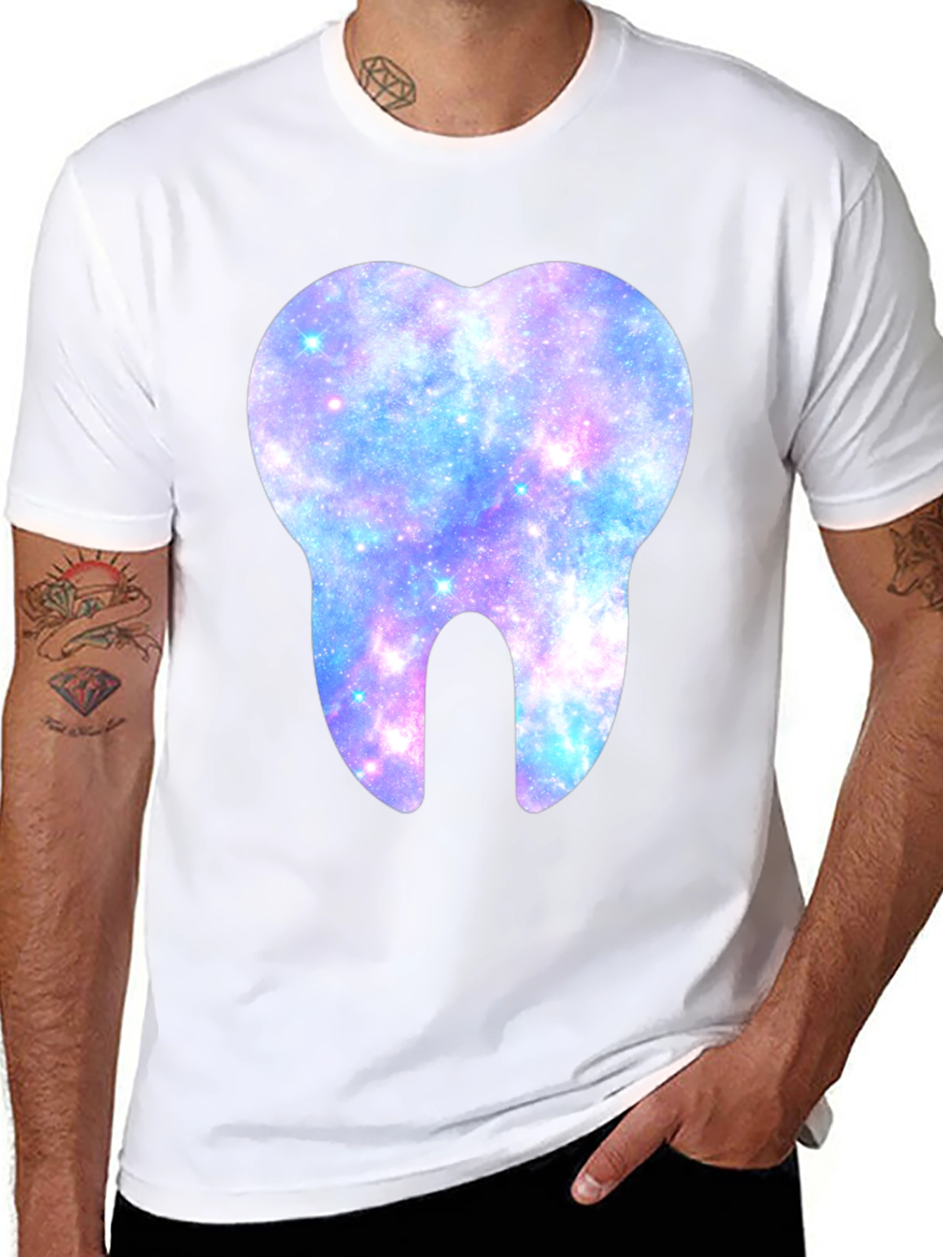 Galaxy Tooth Graphic Tee - Unique Dental Shirt