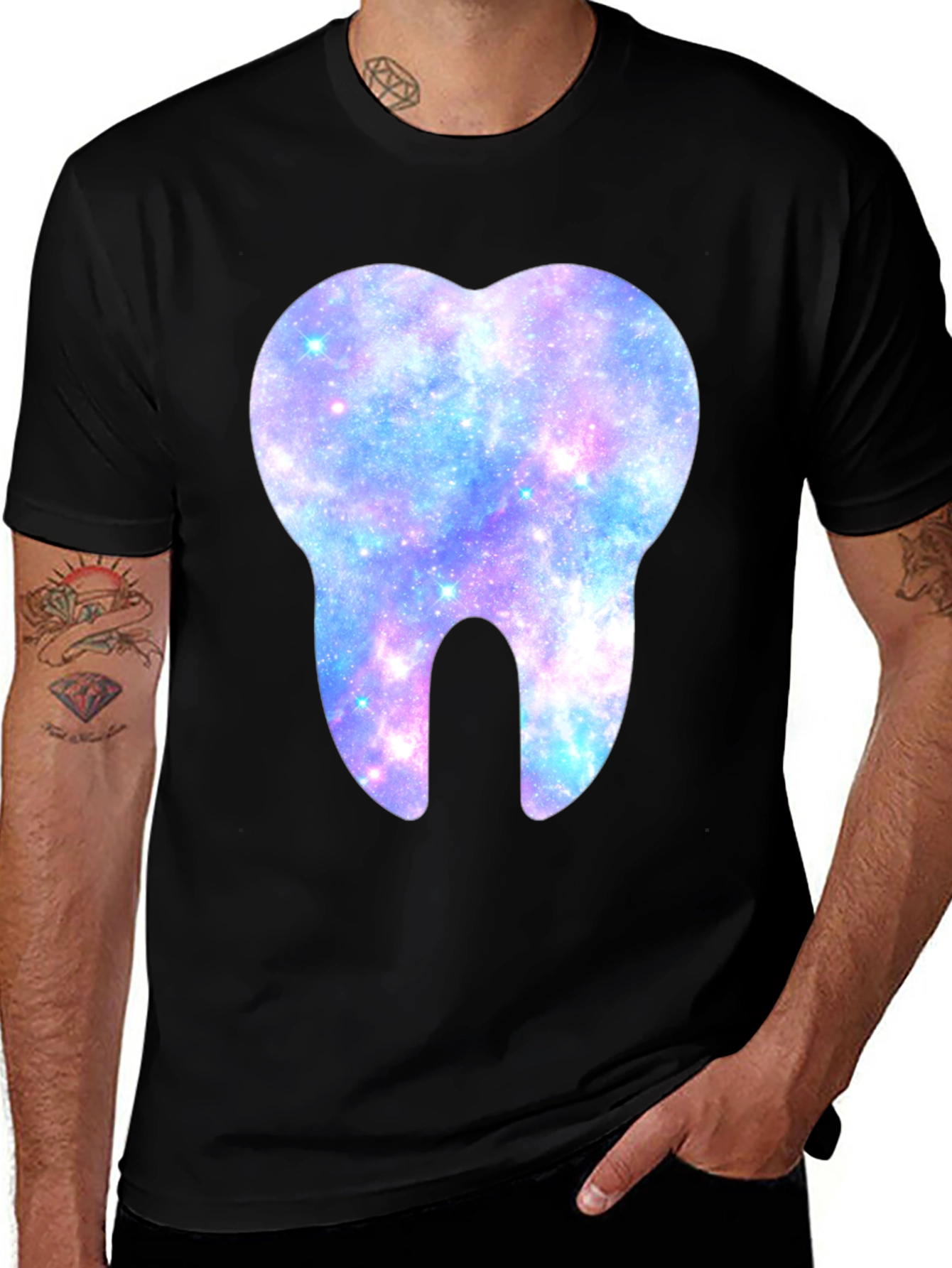 Galaxy Tooth Graphic Tee - Unique Dental Shirt