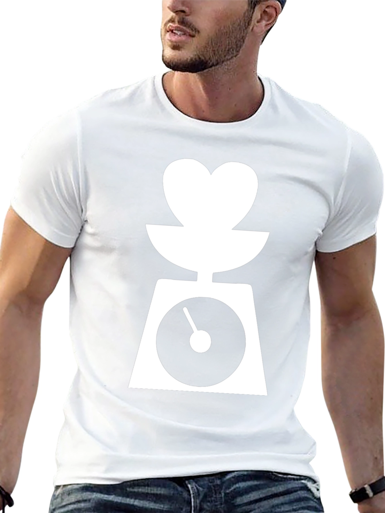 Heart Scale Black T-Shirt - Balance Your Love