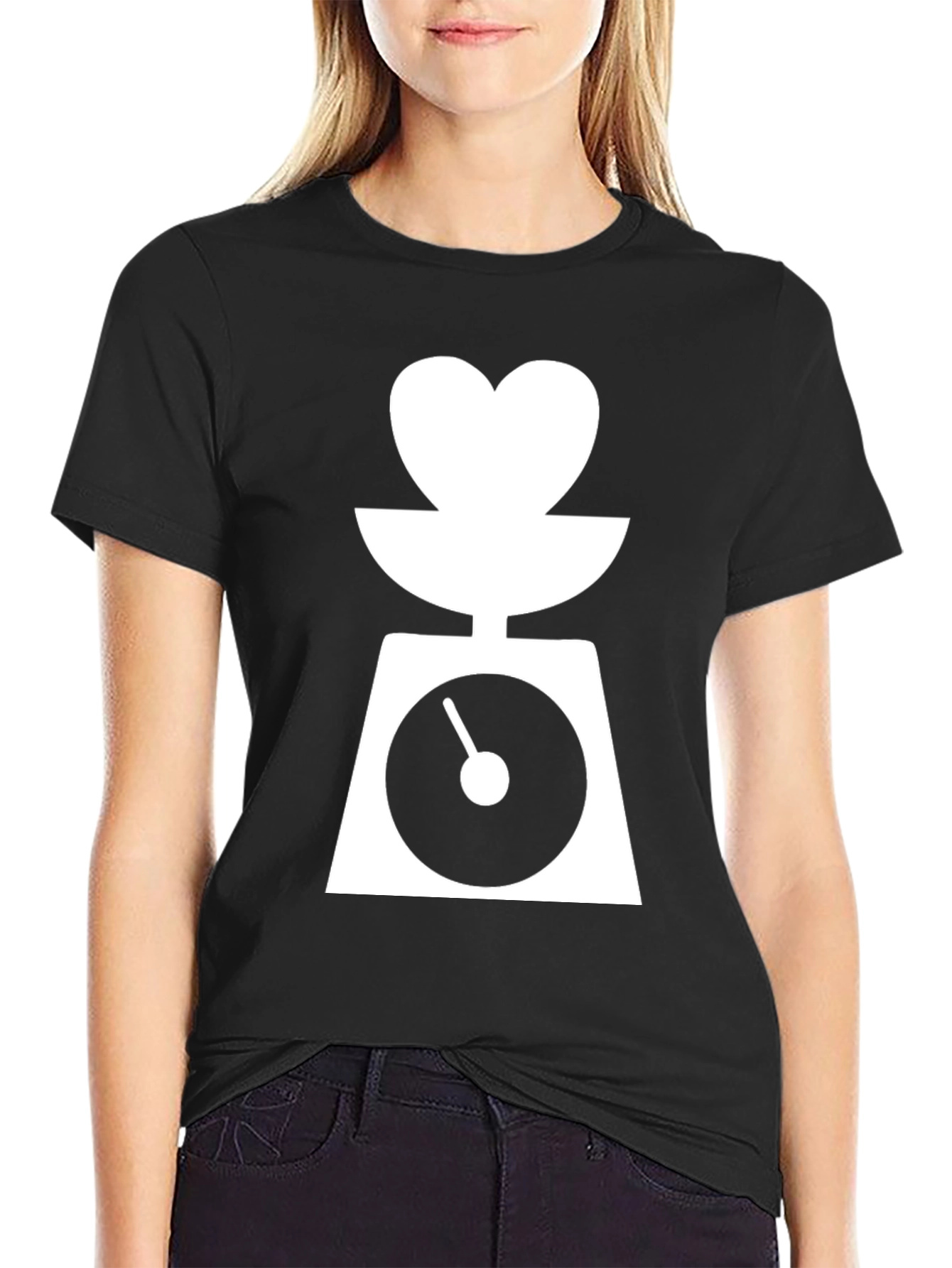 Heart Scale Black T-Shirt - Balance Your Love