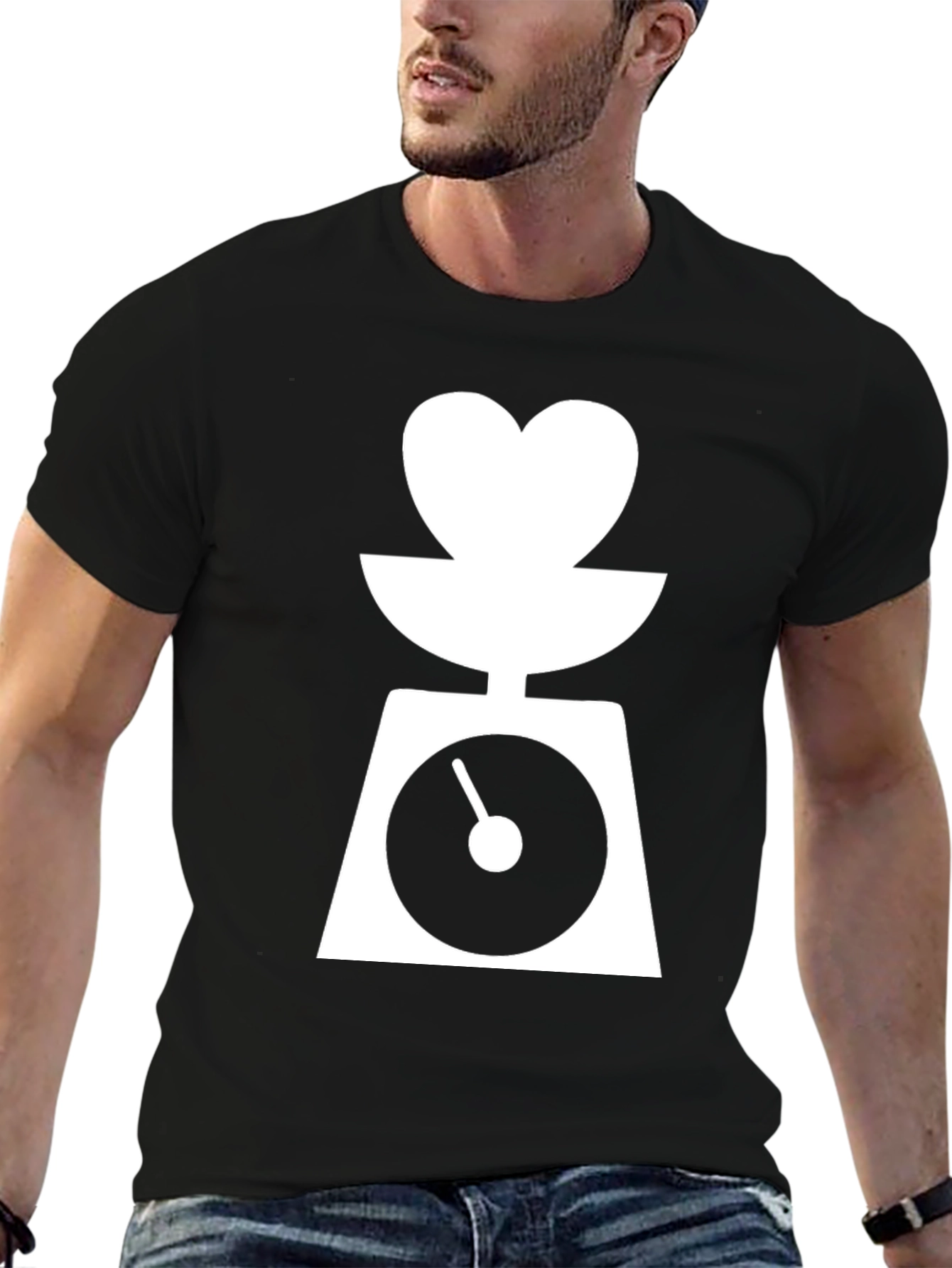 Heart Scale Black T-Shirt - Balance Your Love