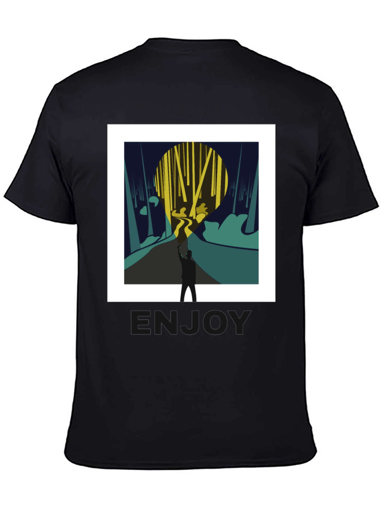 Abstract Forest Print Black Tee