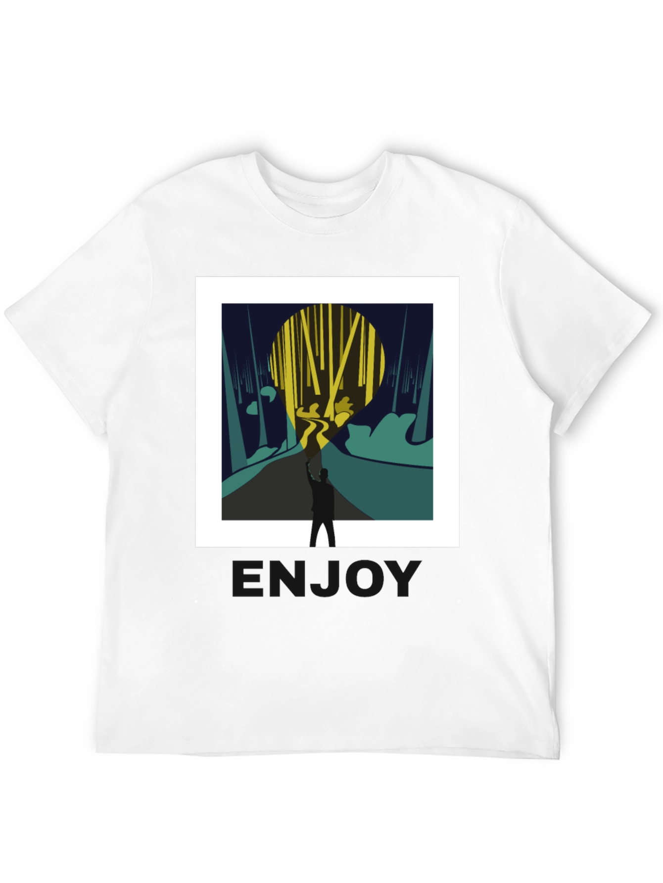 Abstract Forest Print Black Tee