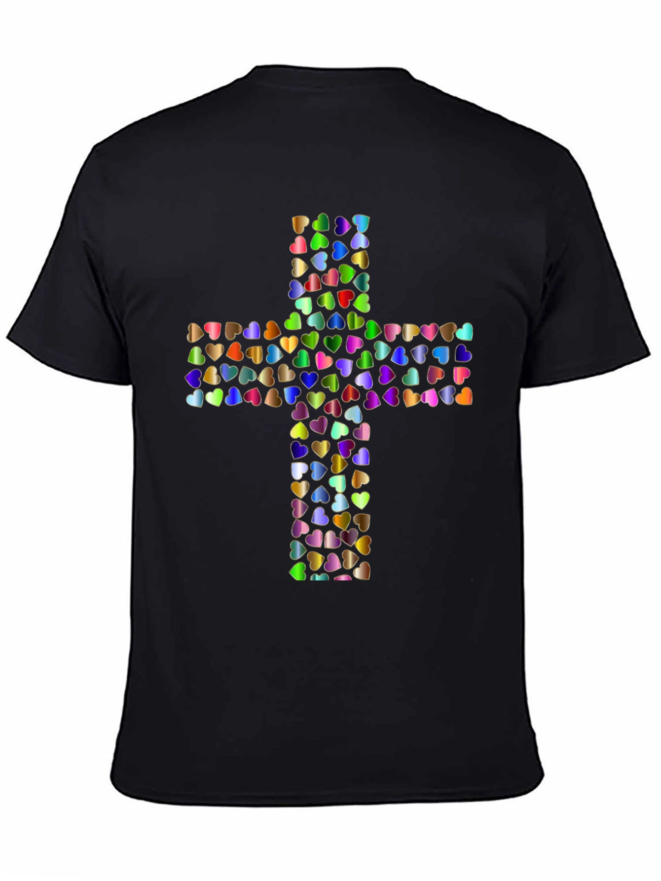 Heart Cross Graphic Black T-Shirt