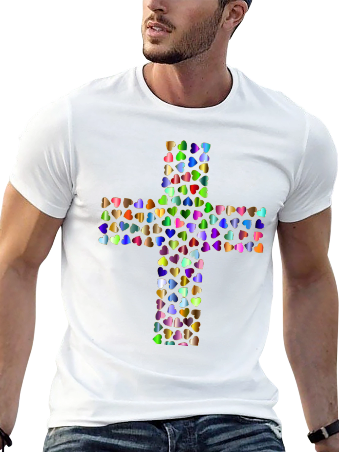 Heart Cross Graphic Black T-Shirt