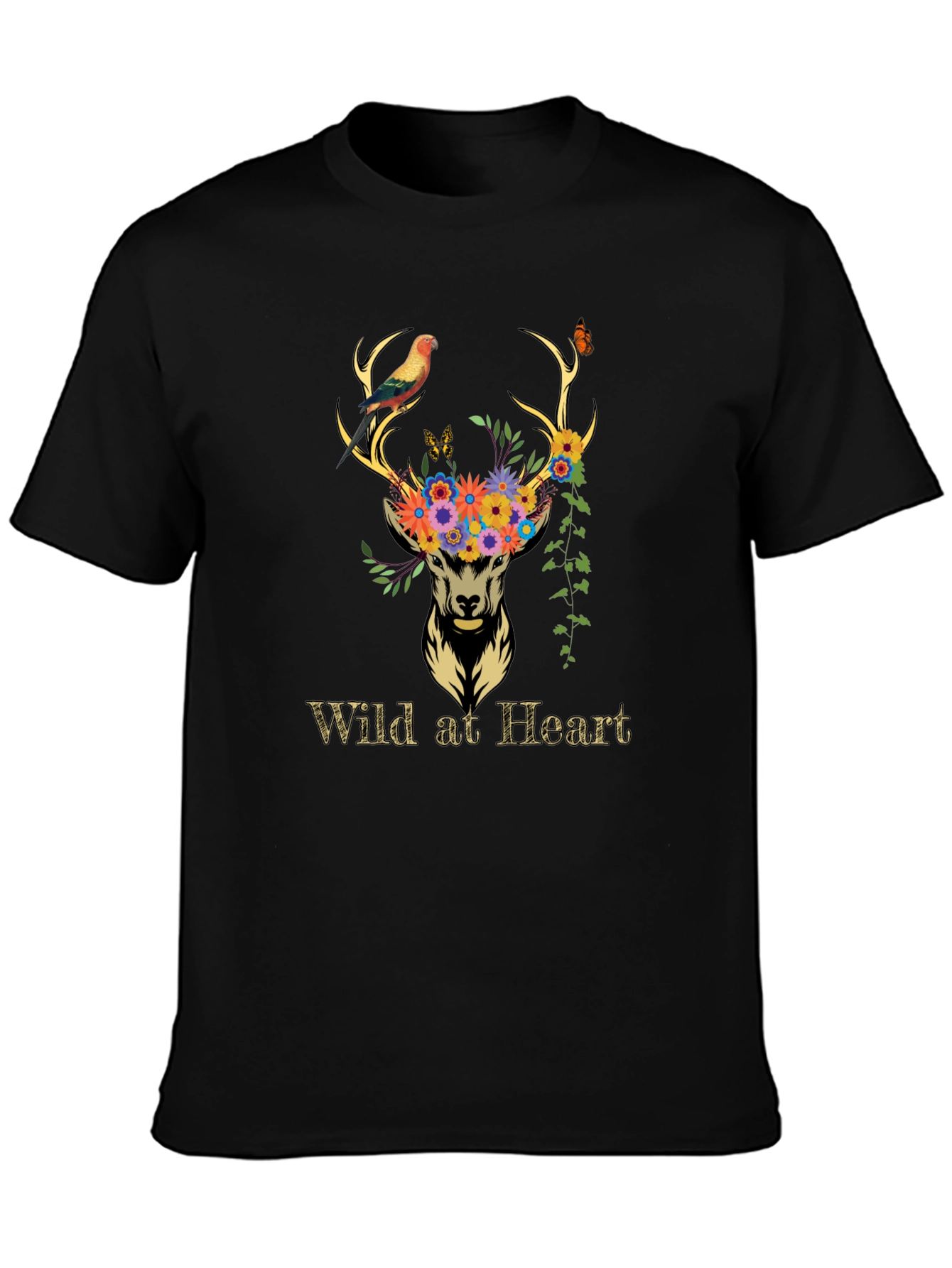 Wild at Heart Deer Graphic Tee - Black