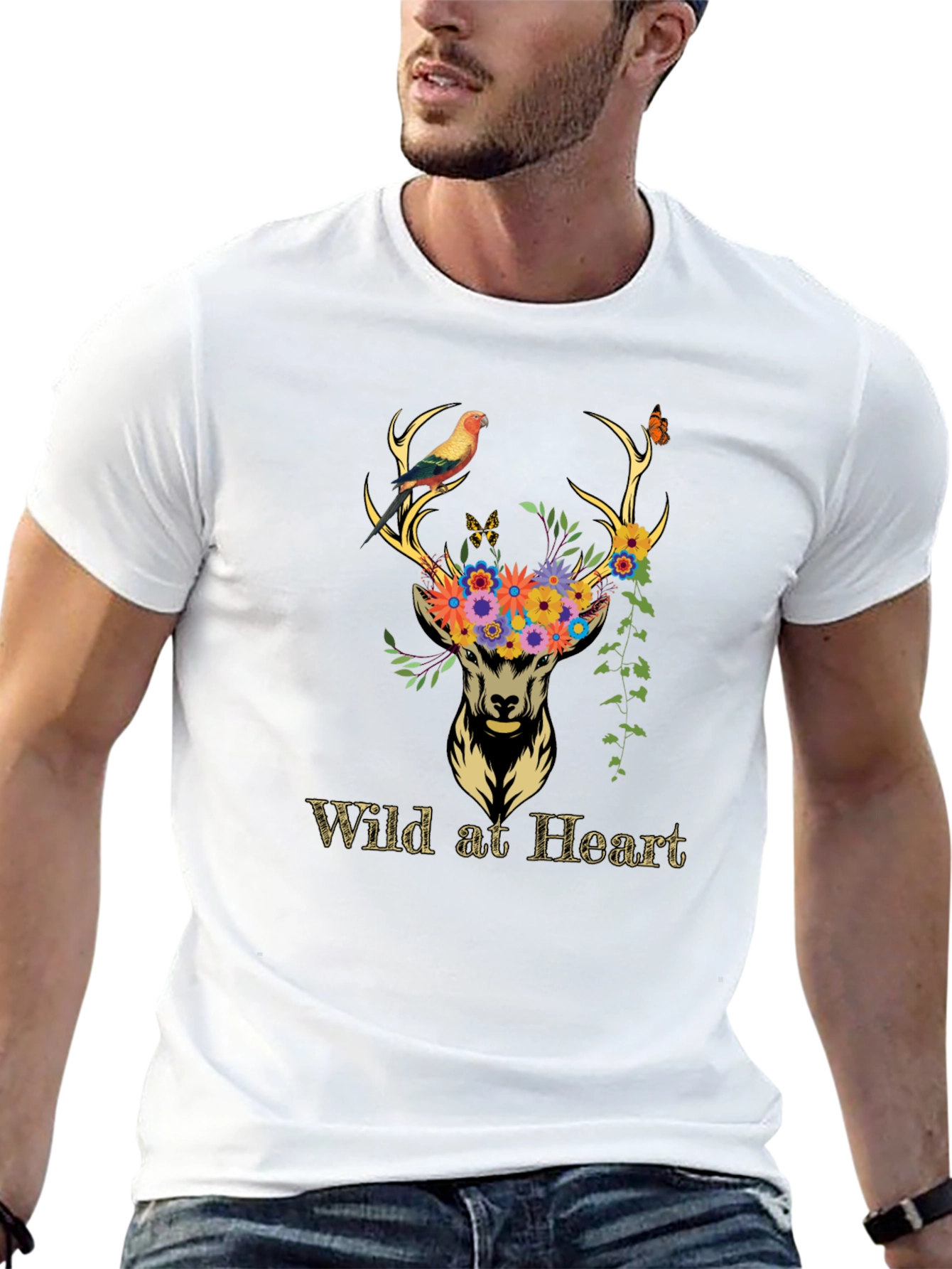 Wild at Heart Deer Graphic Tee - Black