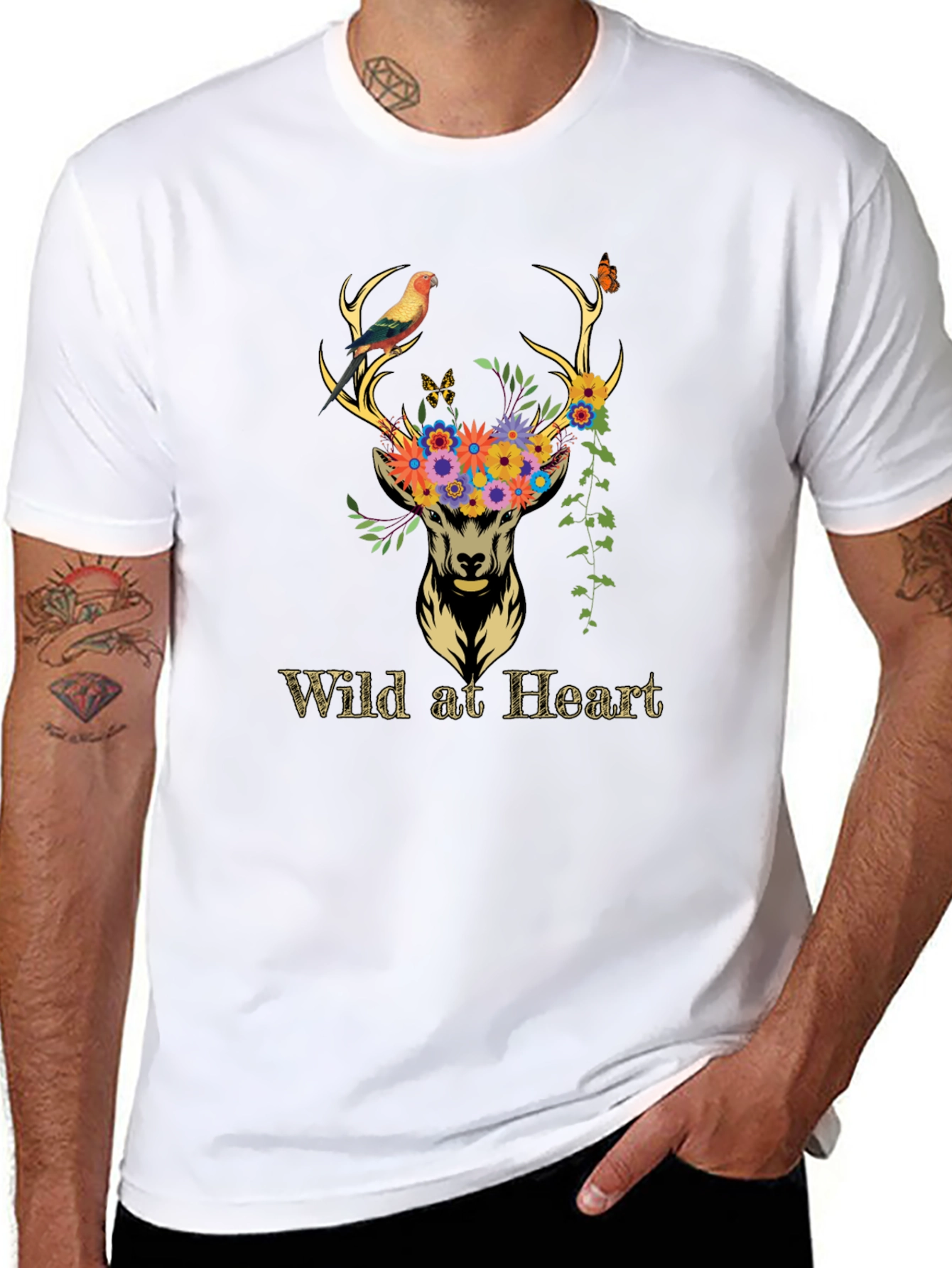 Wild at Heart Deer Graphic Tee - Black