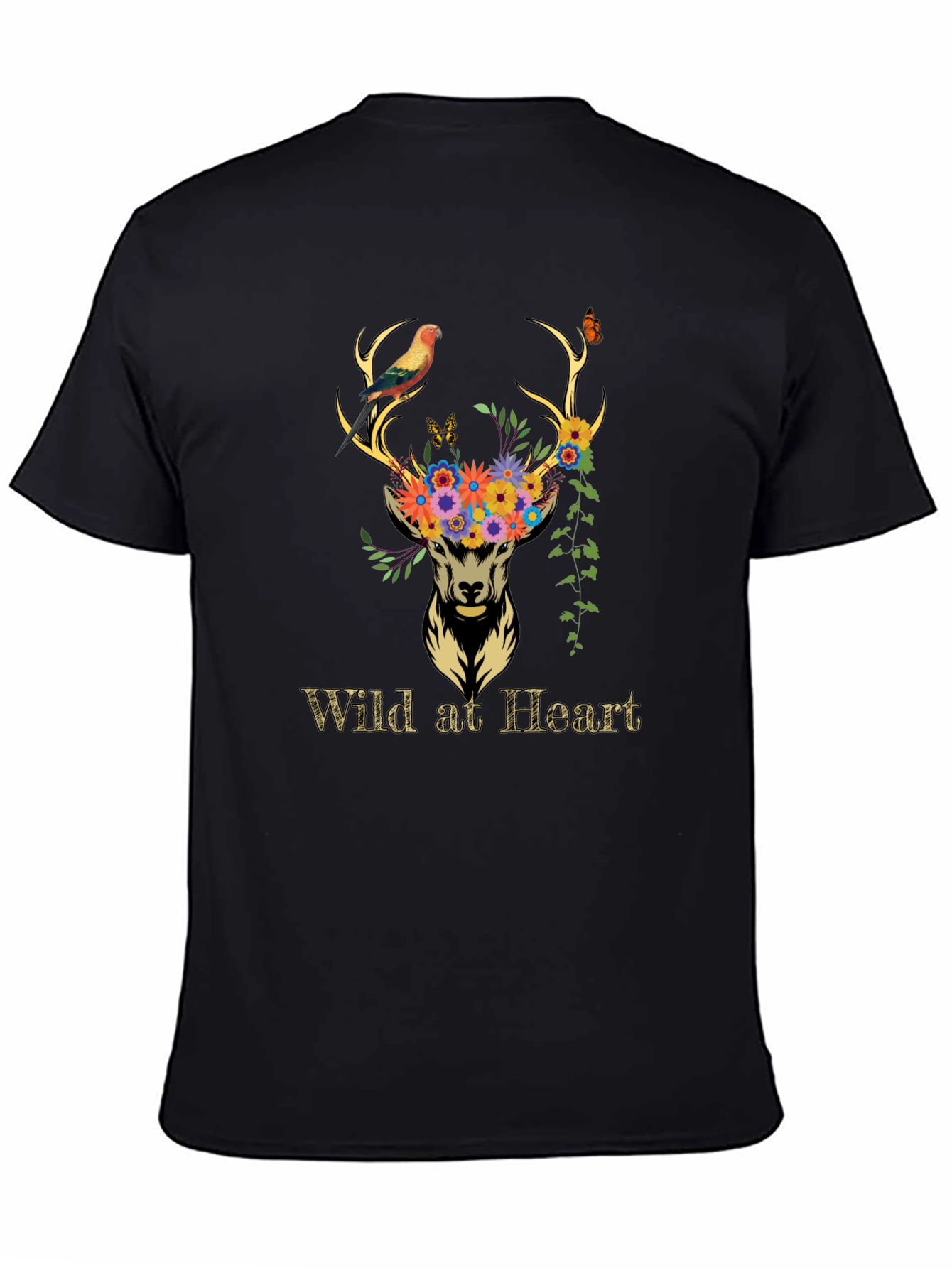 Wild at Heart Deer Graphic Tee - Black