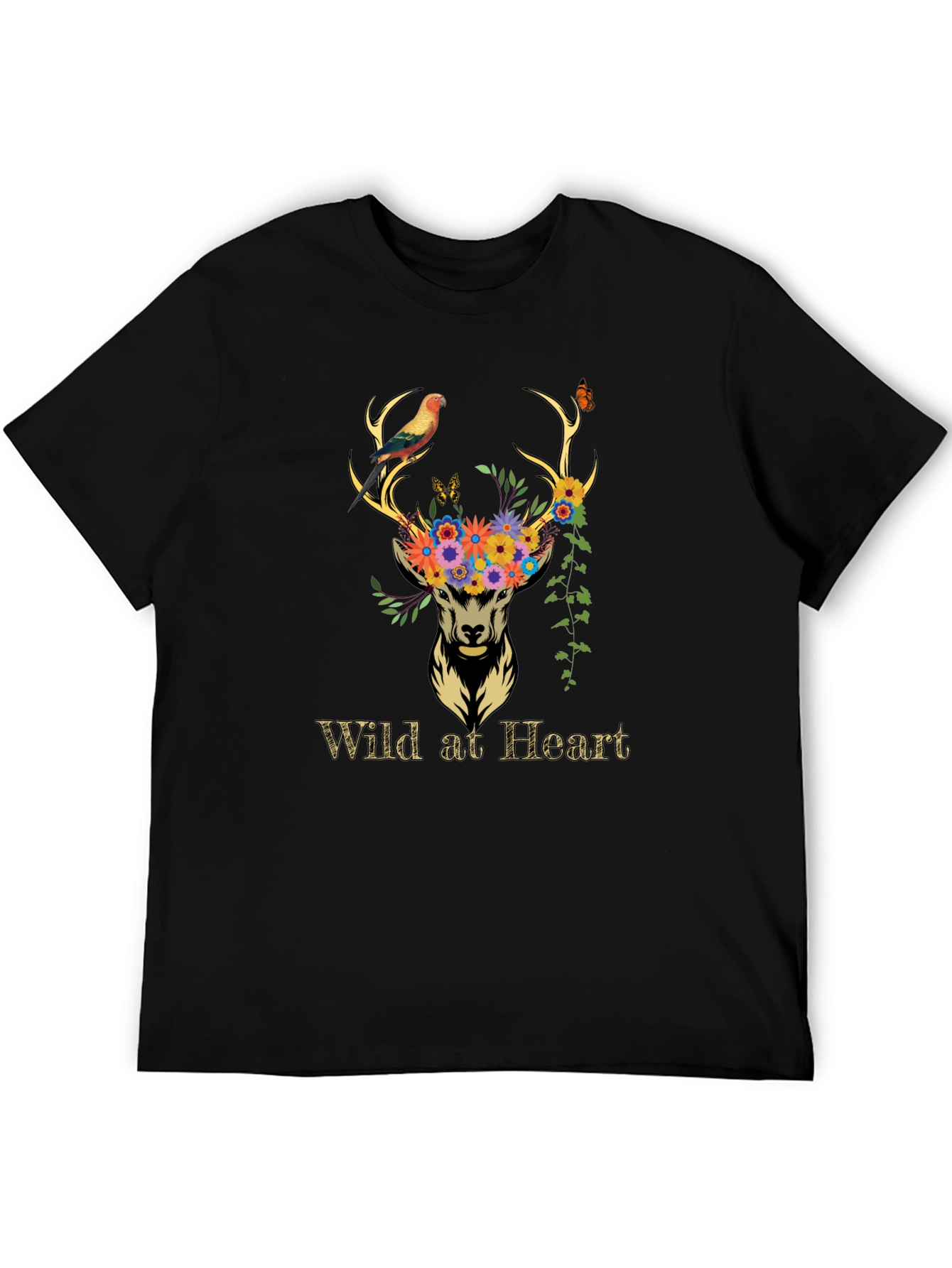 Wild at Heart Deer Graphic Tee - Black