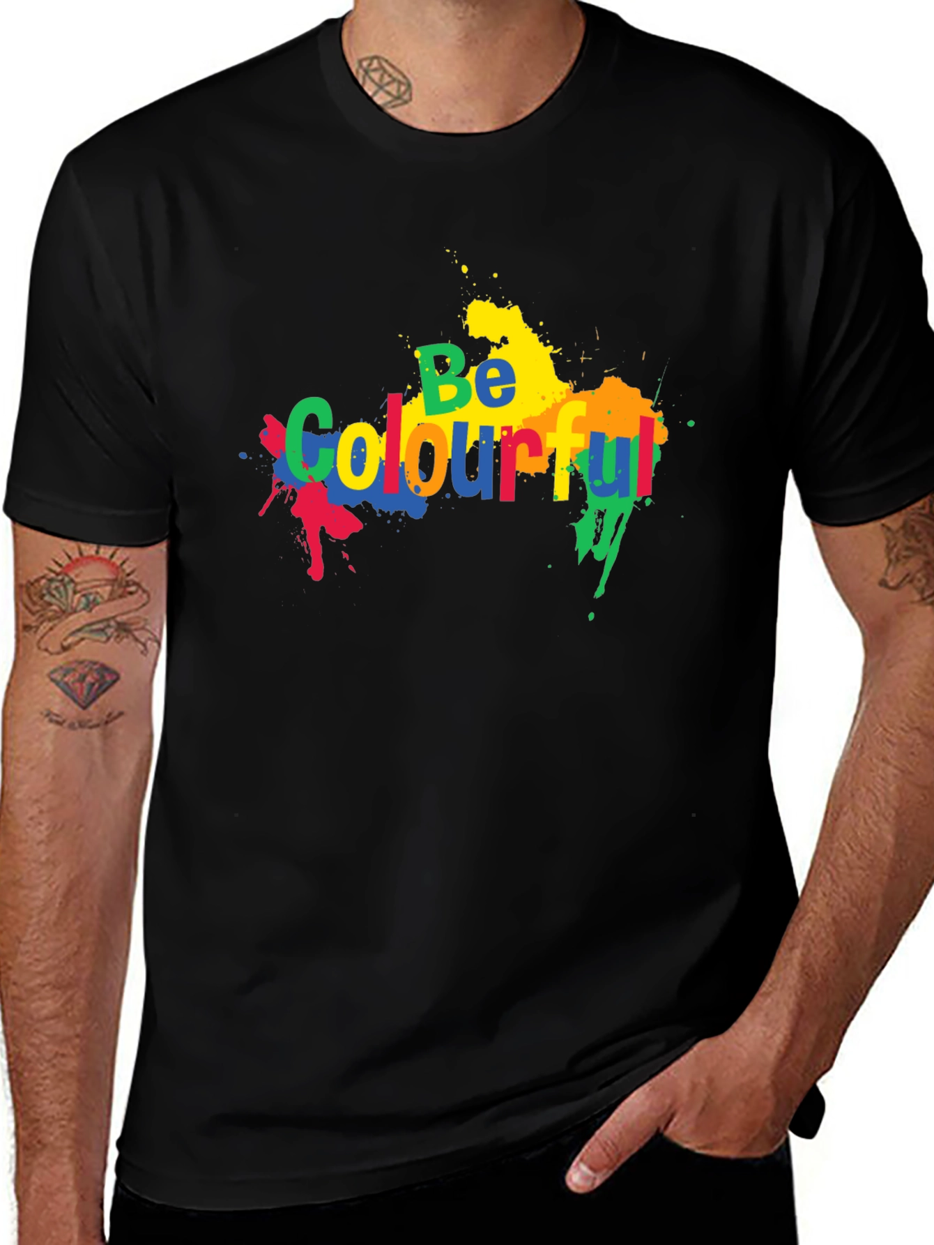 Be Colourful Black Graphic T-Shirt