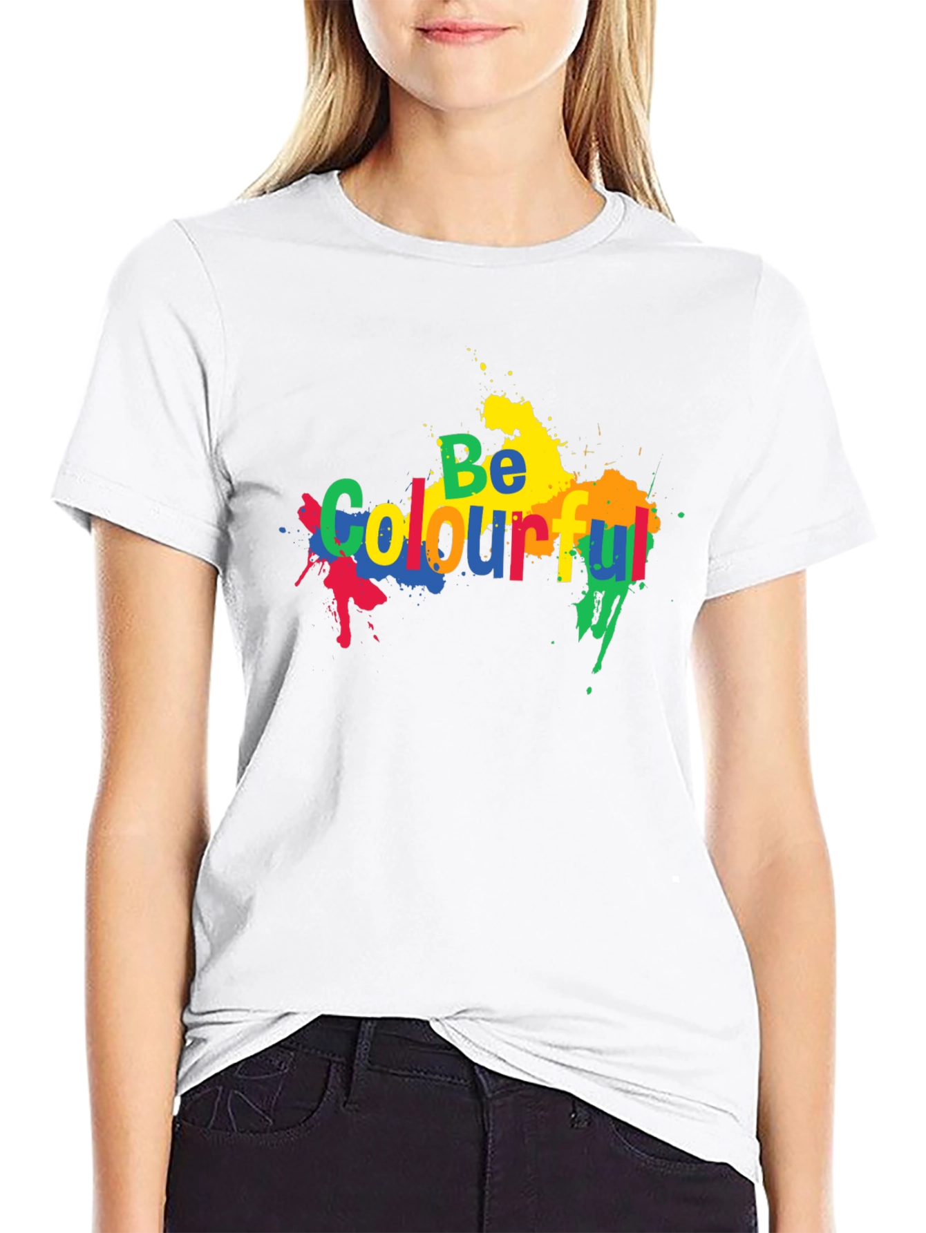 Be Colourful Black Graphic T-Shirt