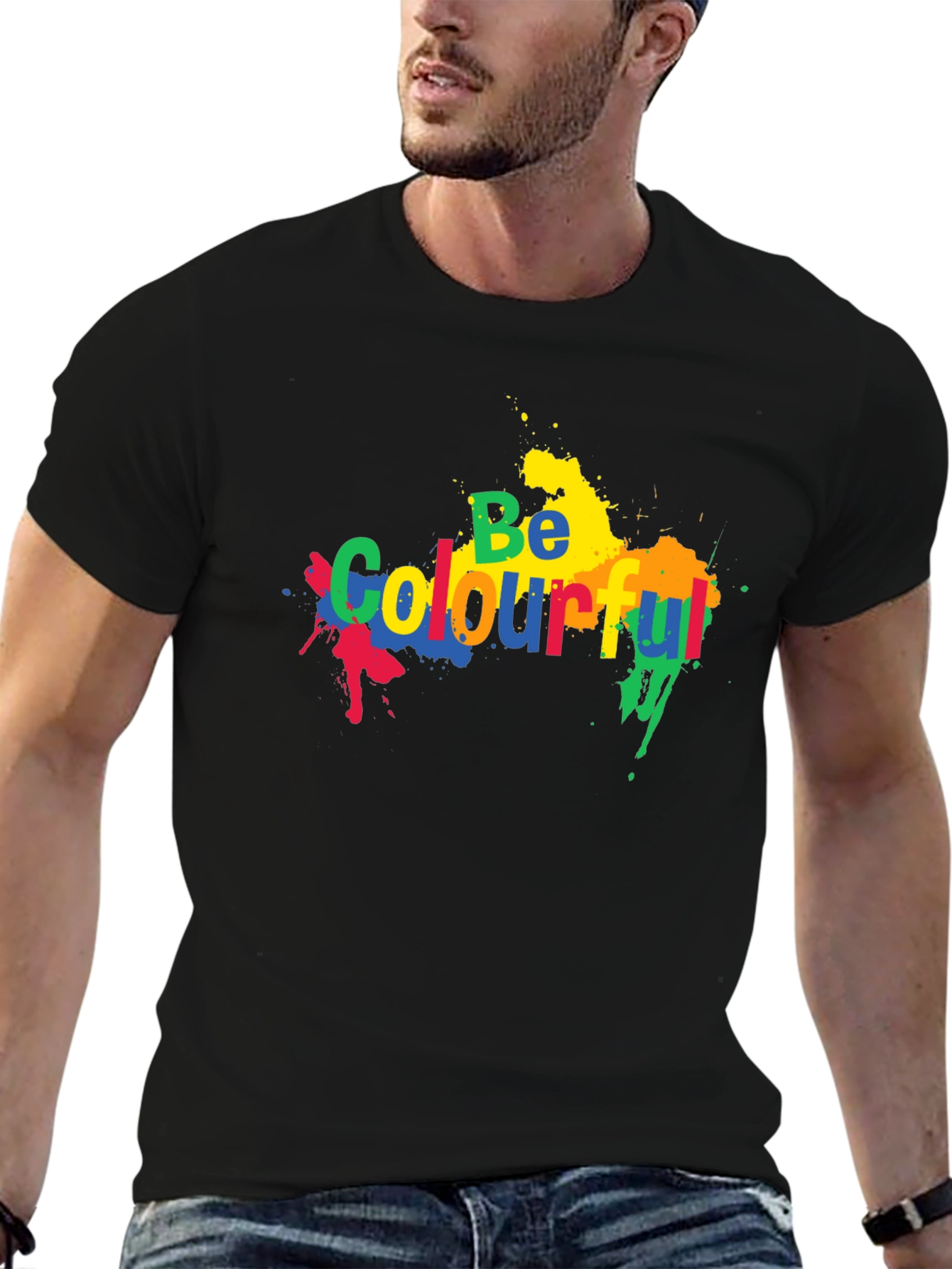 Be Colourful Black Graphic T-Shirt