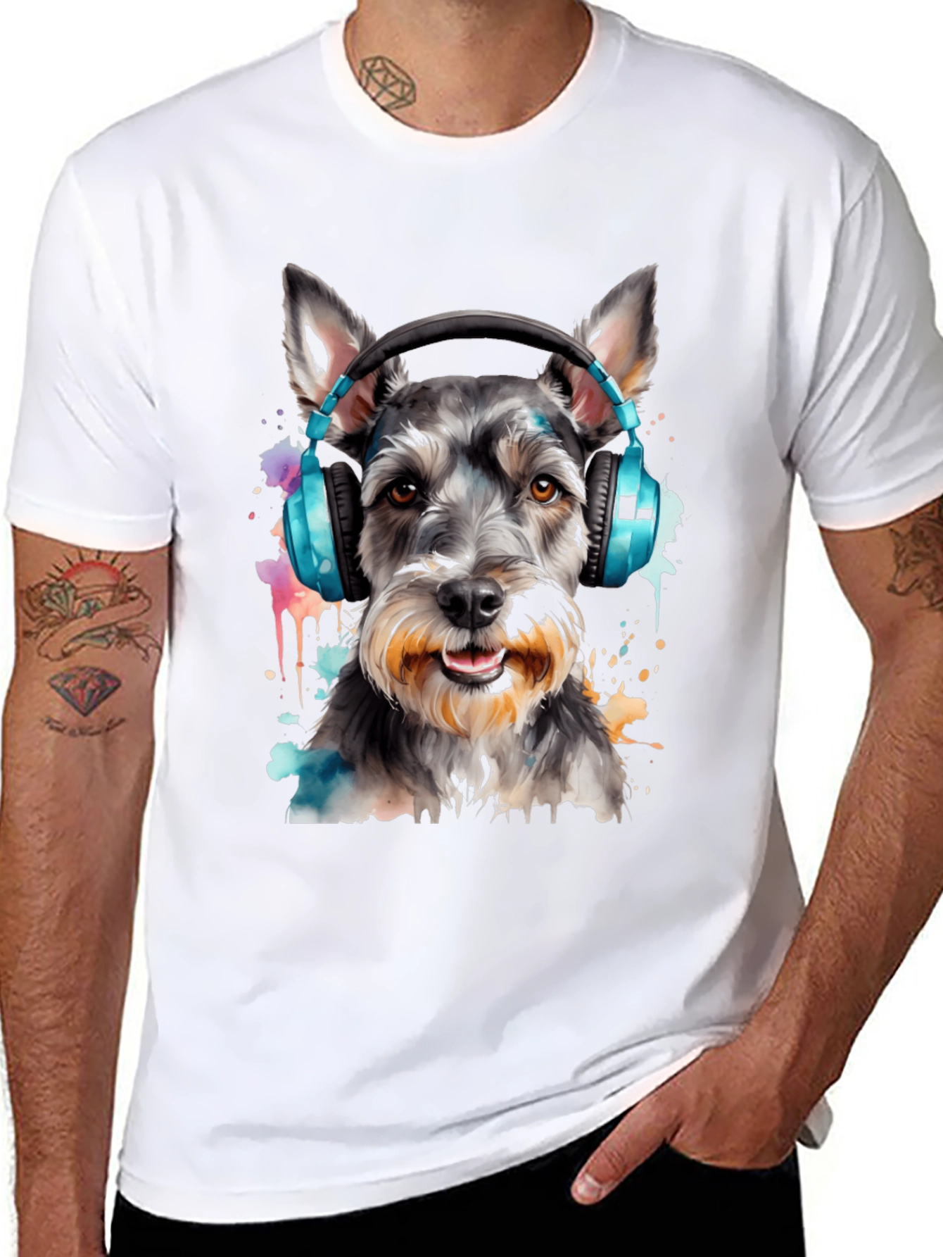 Schnauzer Headphones T-Shirt – Music Dog Lover Graphic Tee